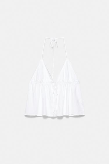 Linen blend halter top — White 6