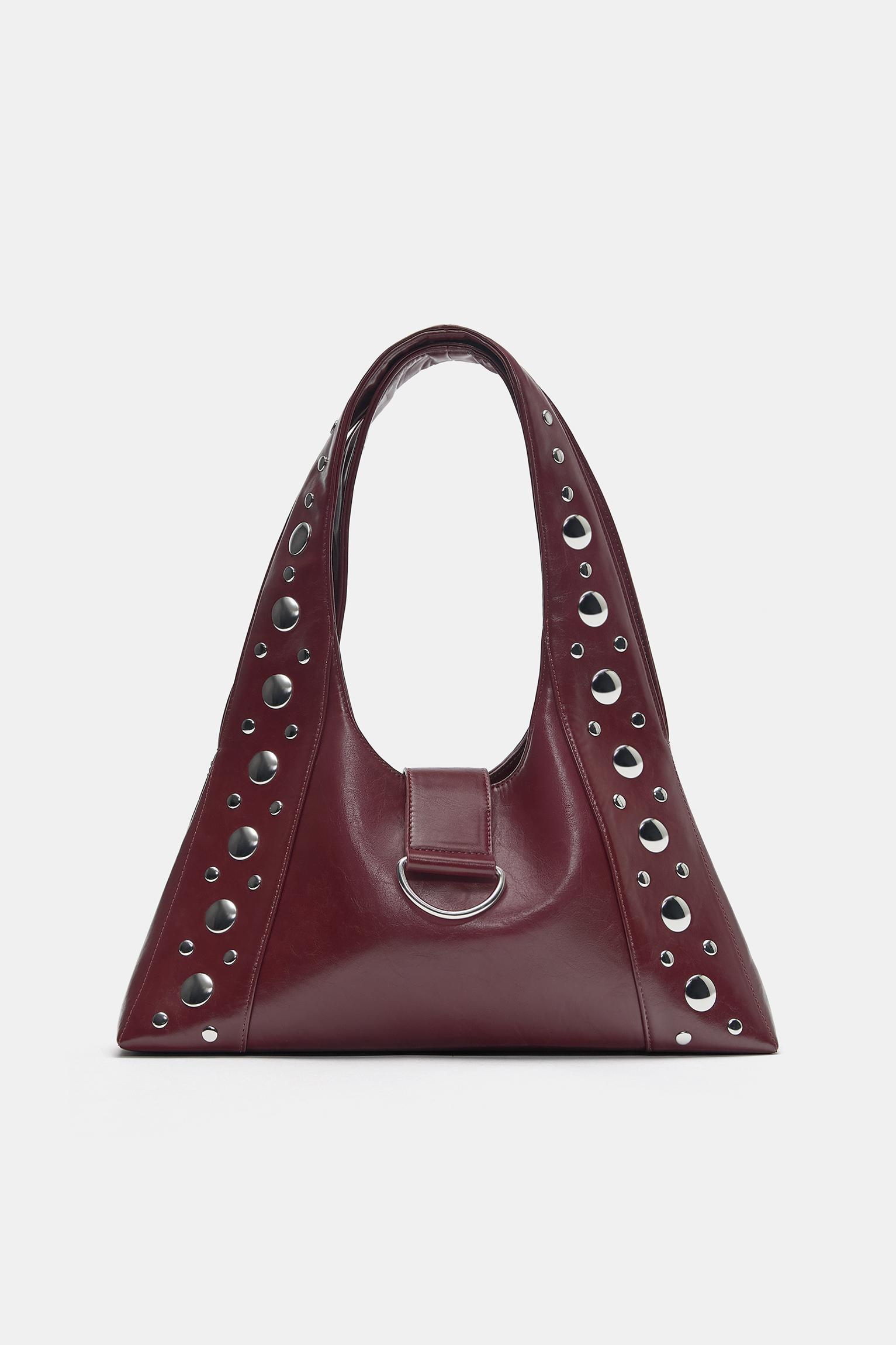Studded shoulder bag — Burgundy