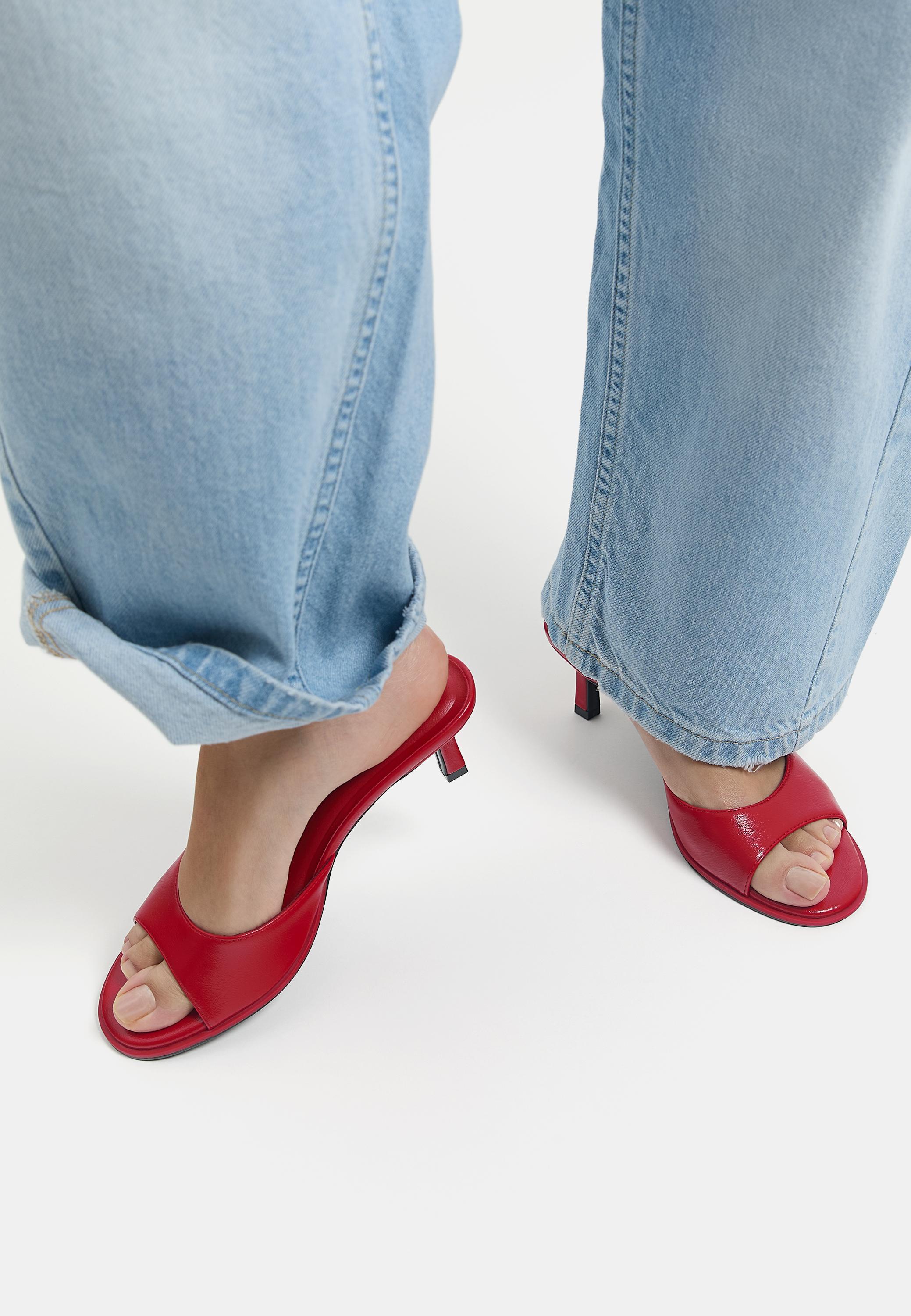 Mule high-heel sandals — Red