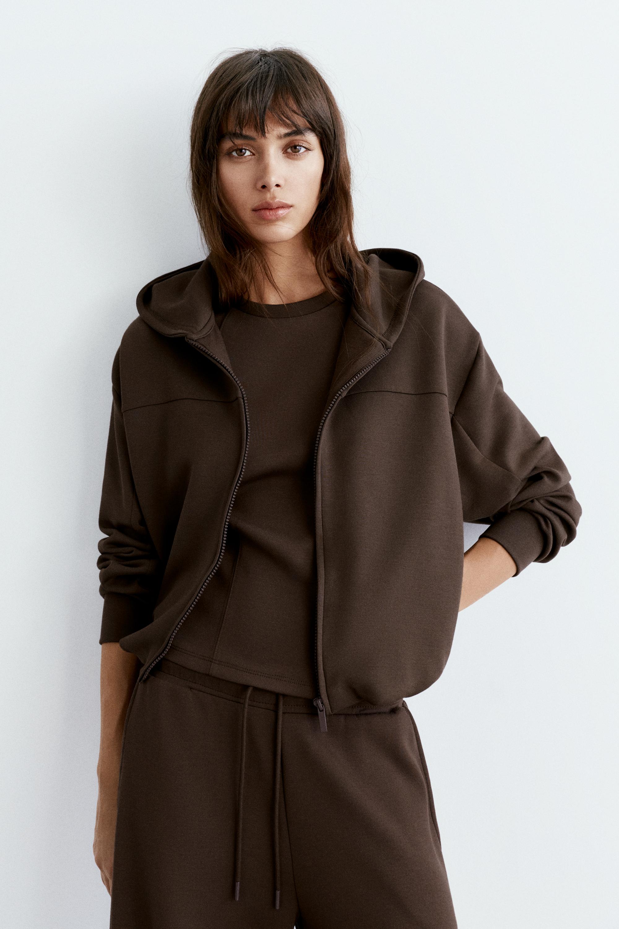 Soft touch hooded sweatshirt — Brown