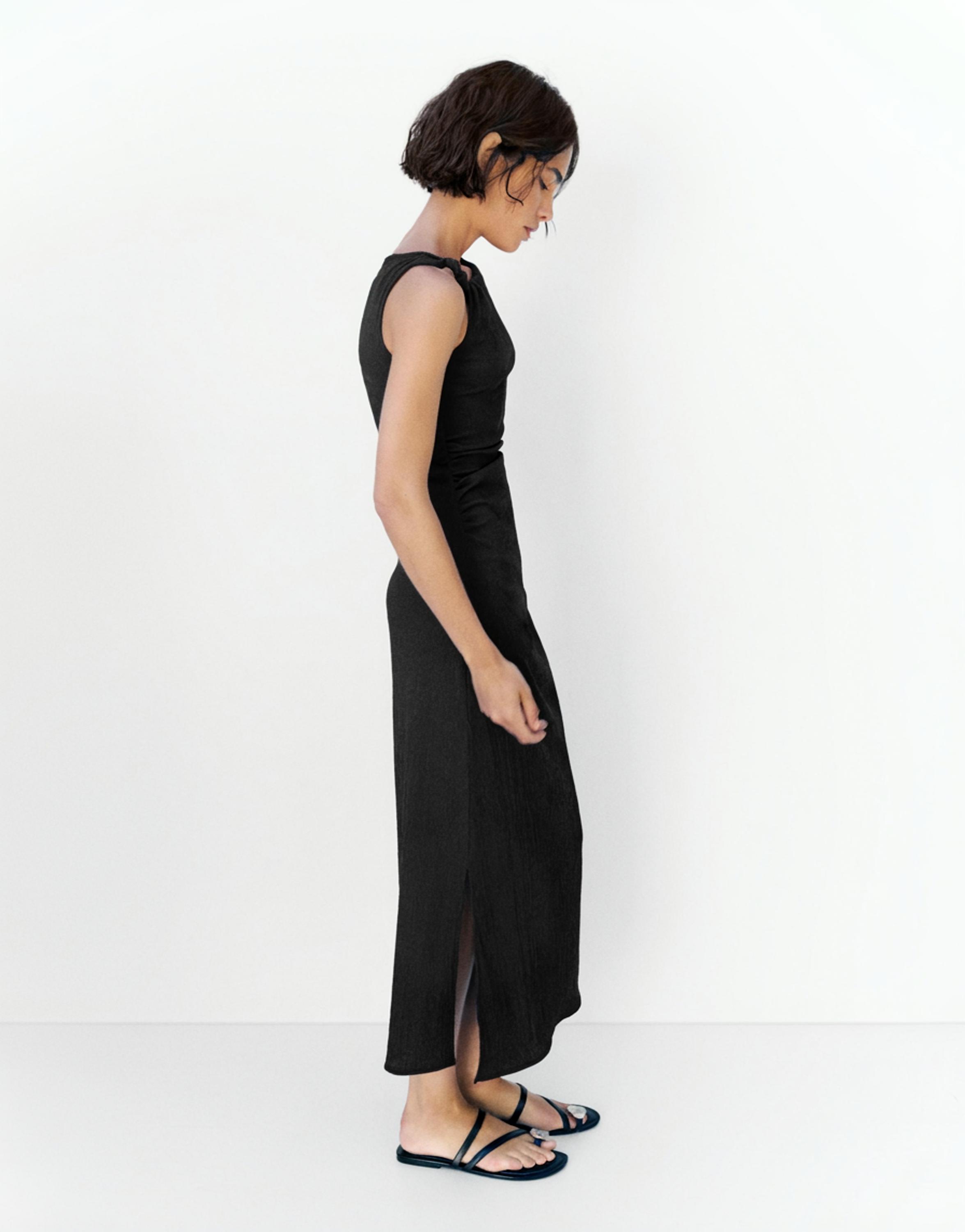 Gathered knot midi dress — Anthracite grey