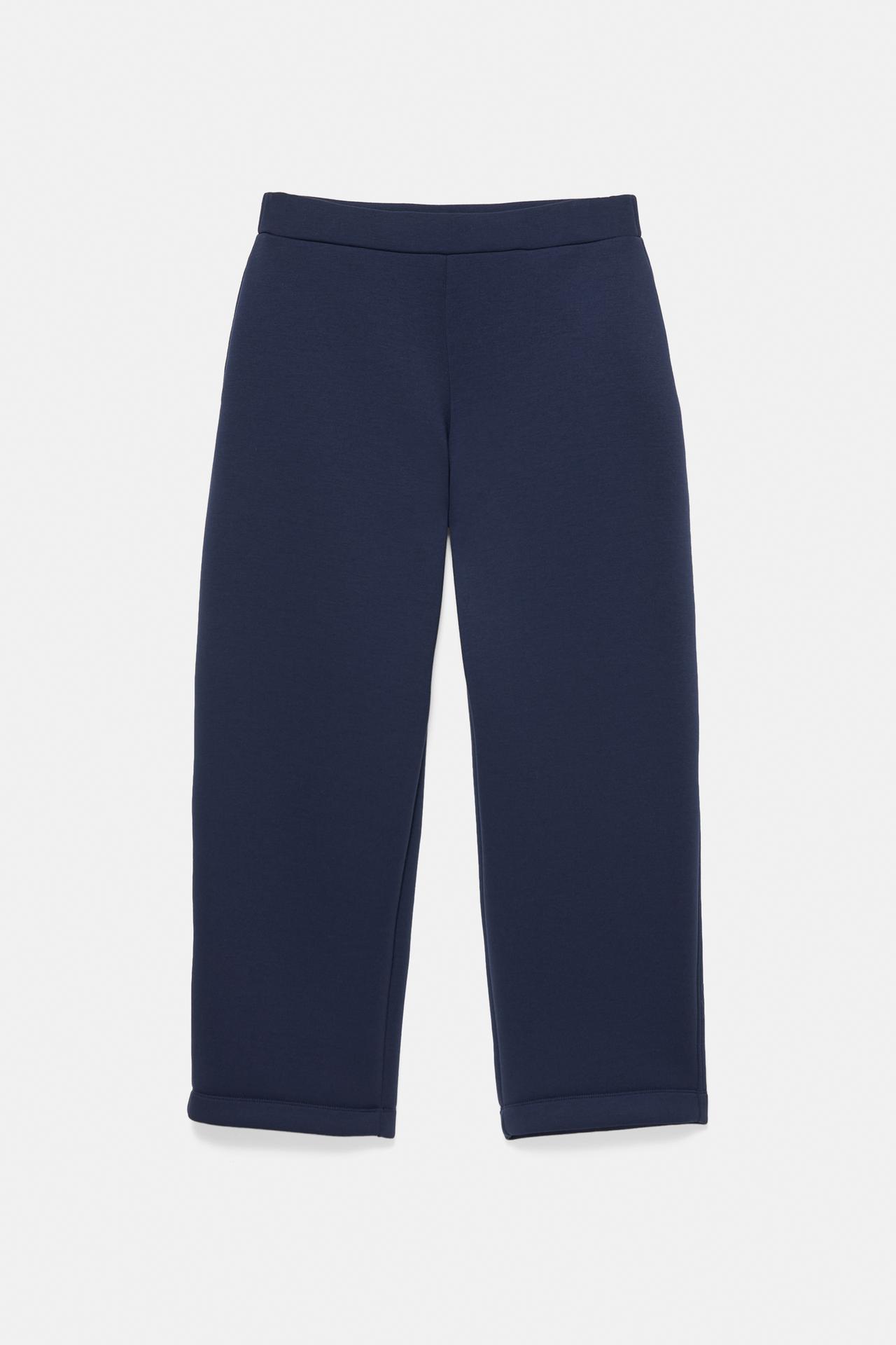 Neoprene-effect barrel trousers — Navy