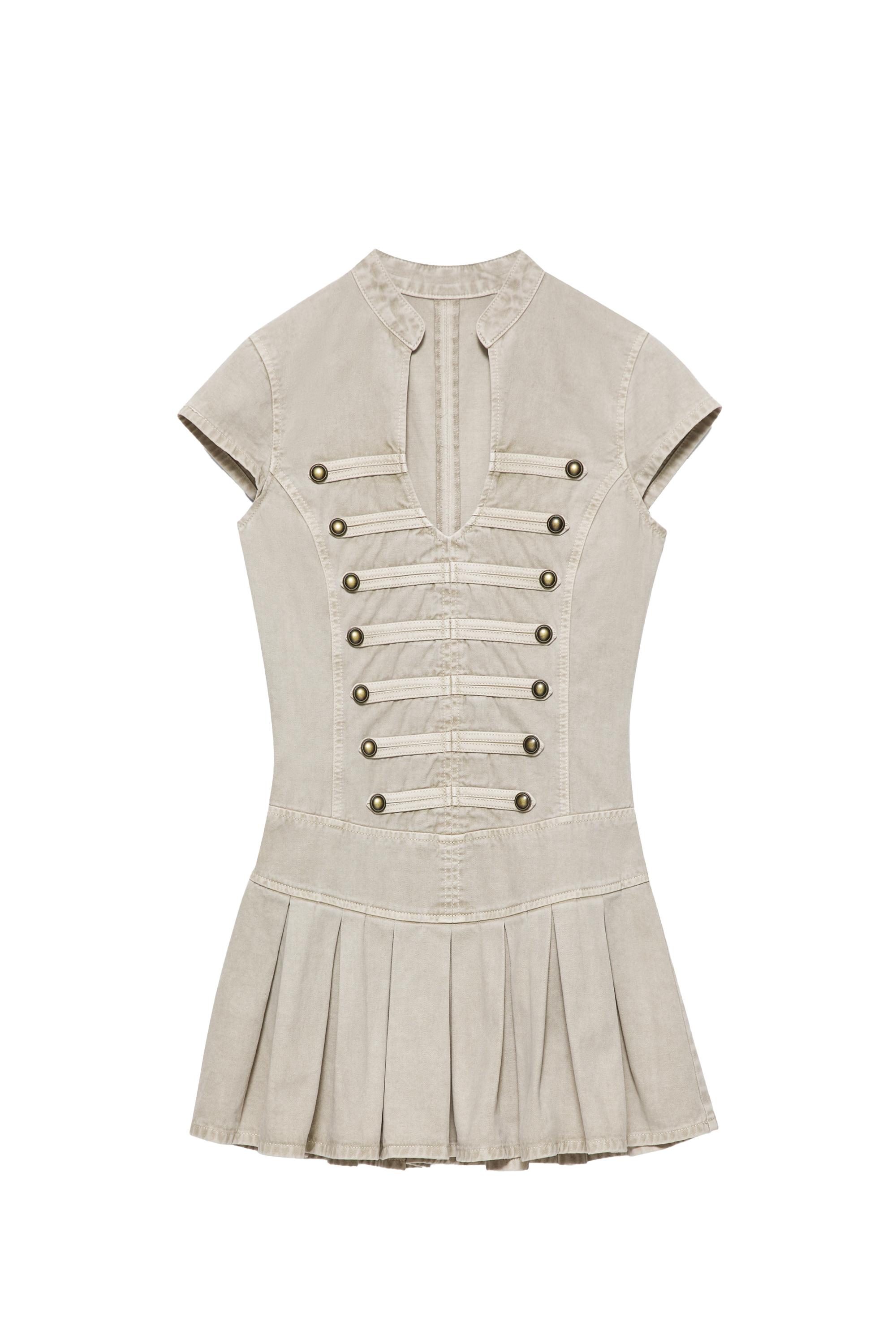 Vestido corto botones alamares