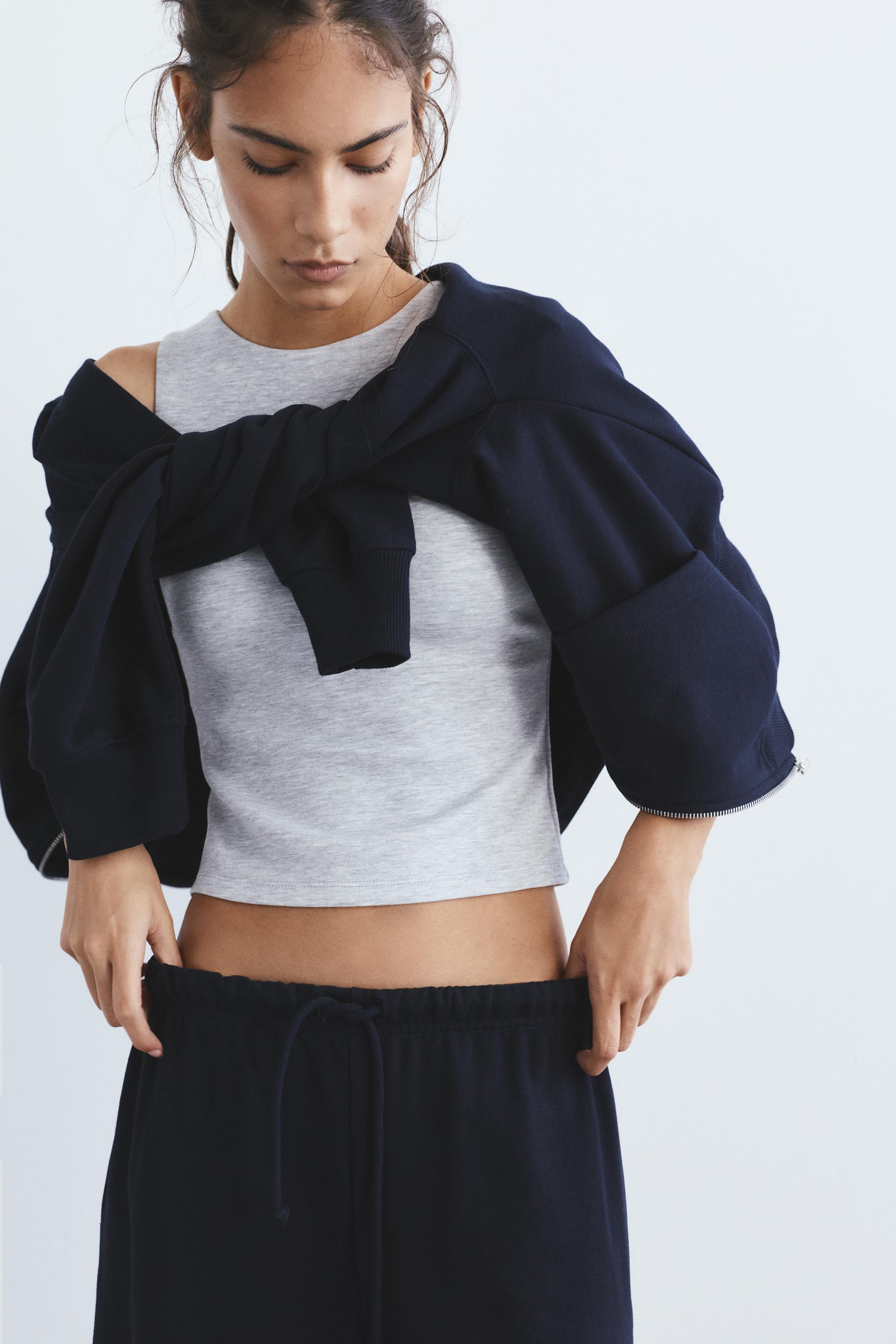 Wide-leg tracksuit bottoms with adjustable hem — Navy