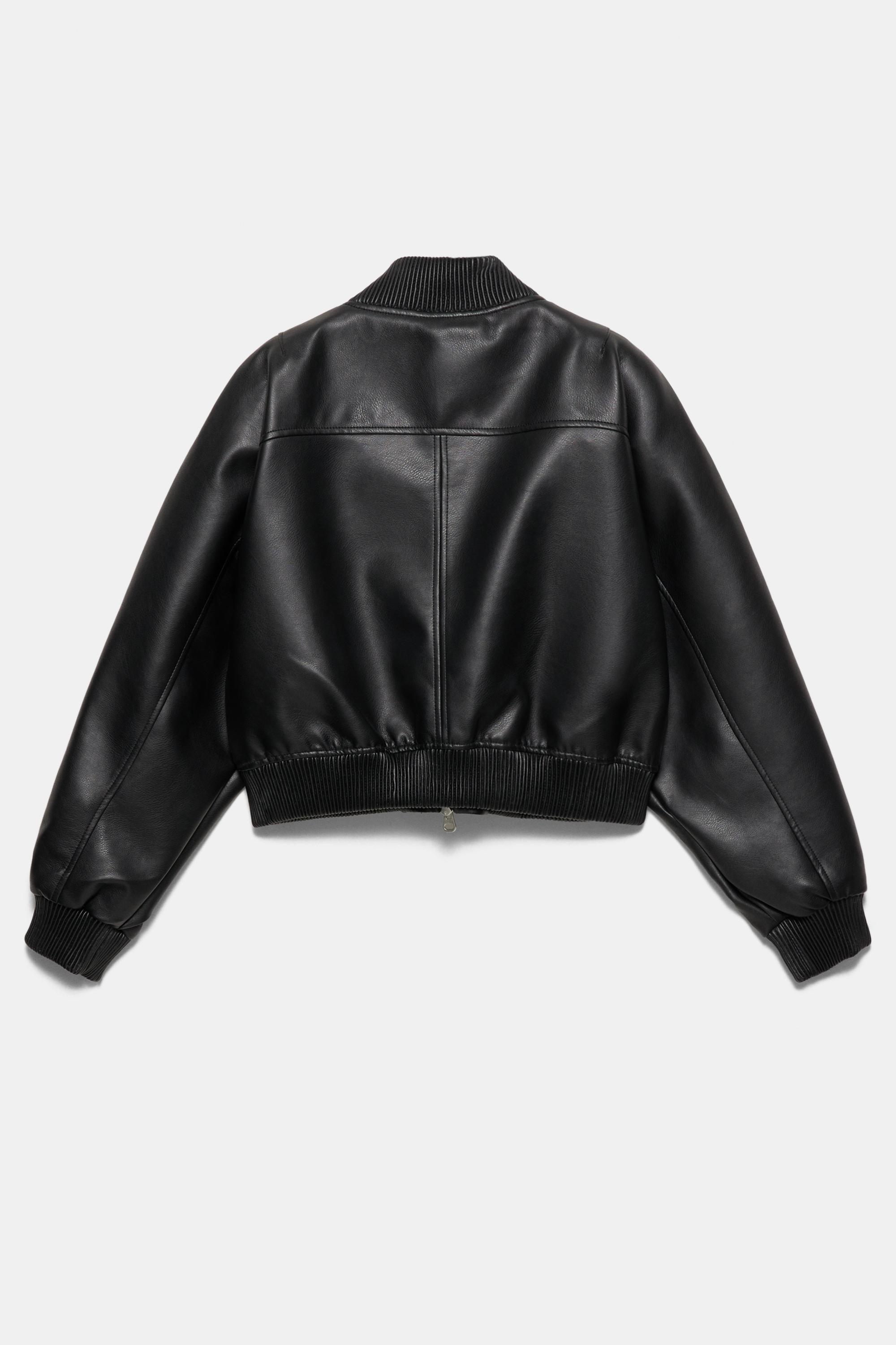 Faux leather bomber jacket — Black