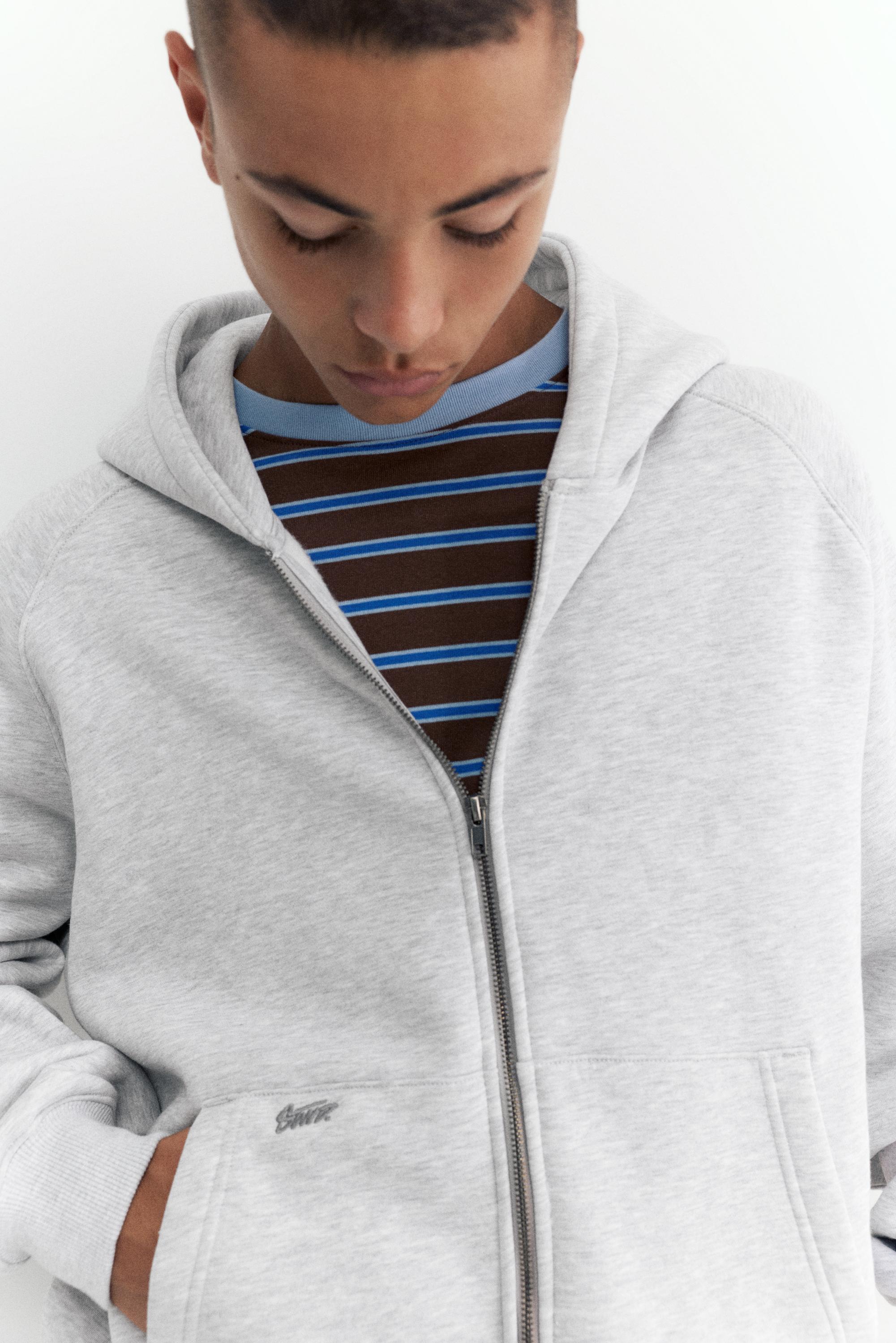 STWD zip-up hoodie — Grey marl