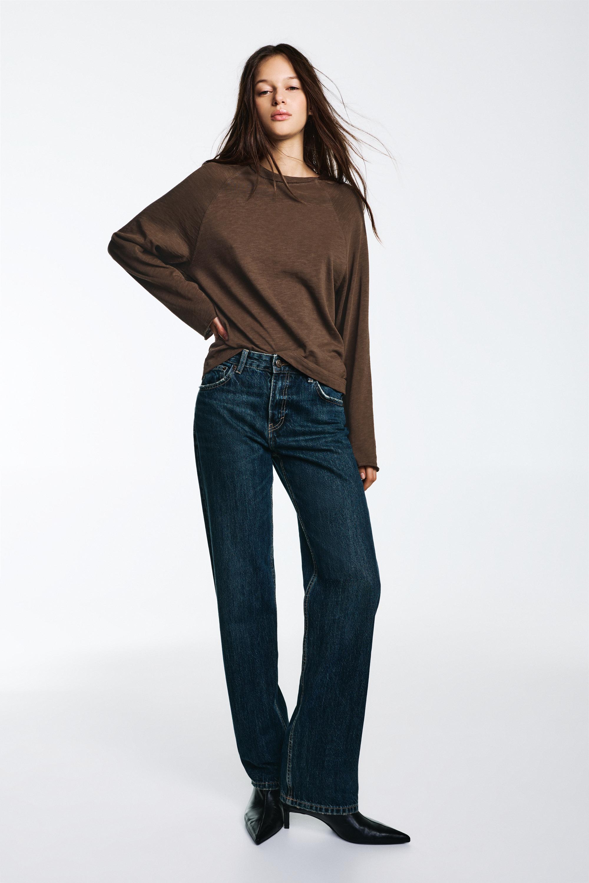 Long sleeve raglan T-shirt — Brown