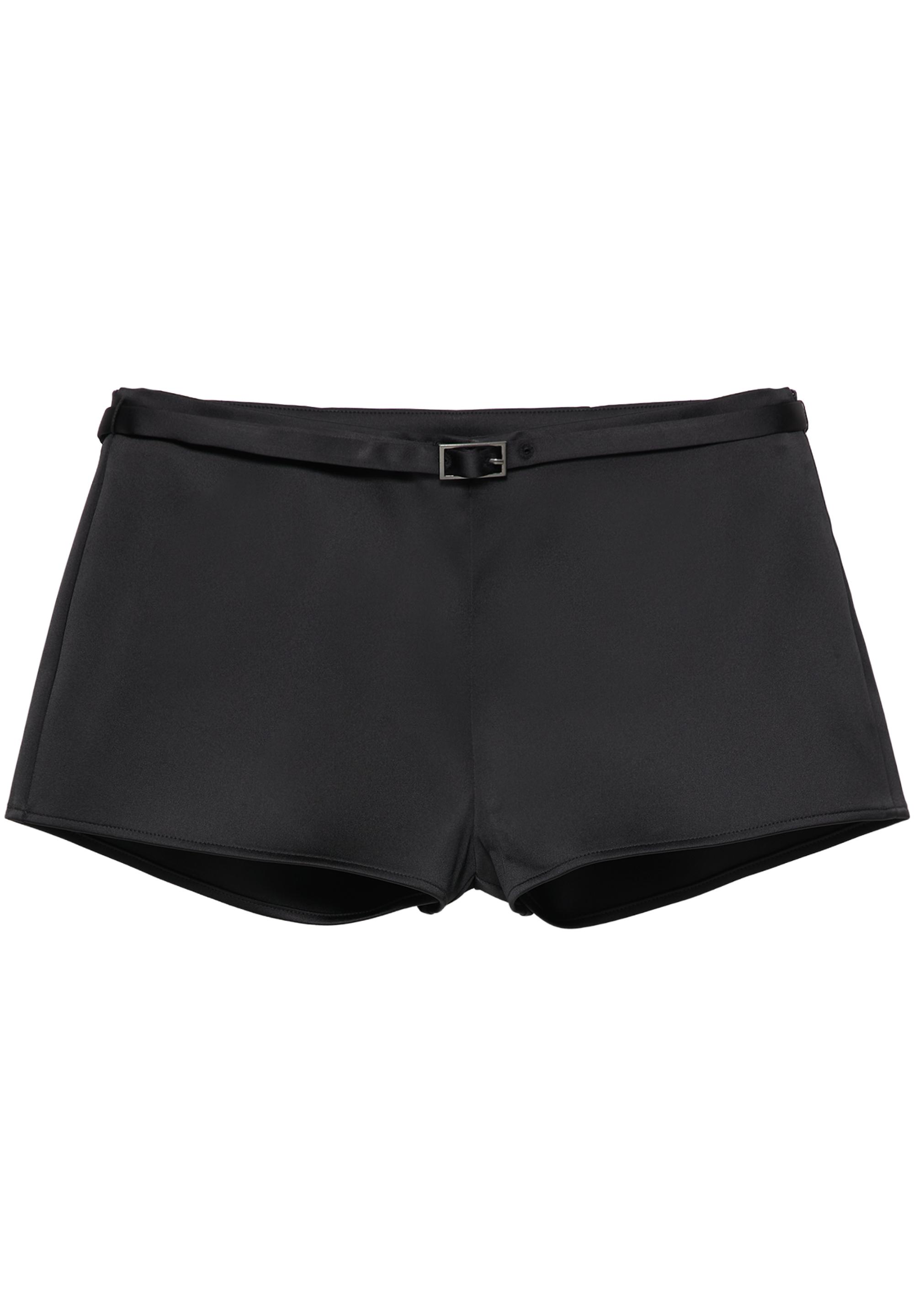 Satin shorts with buckle — Black