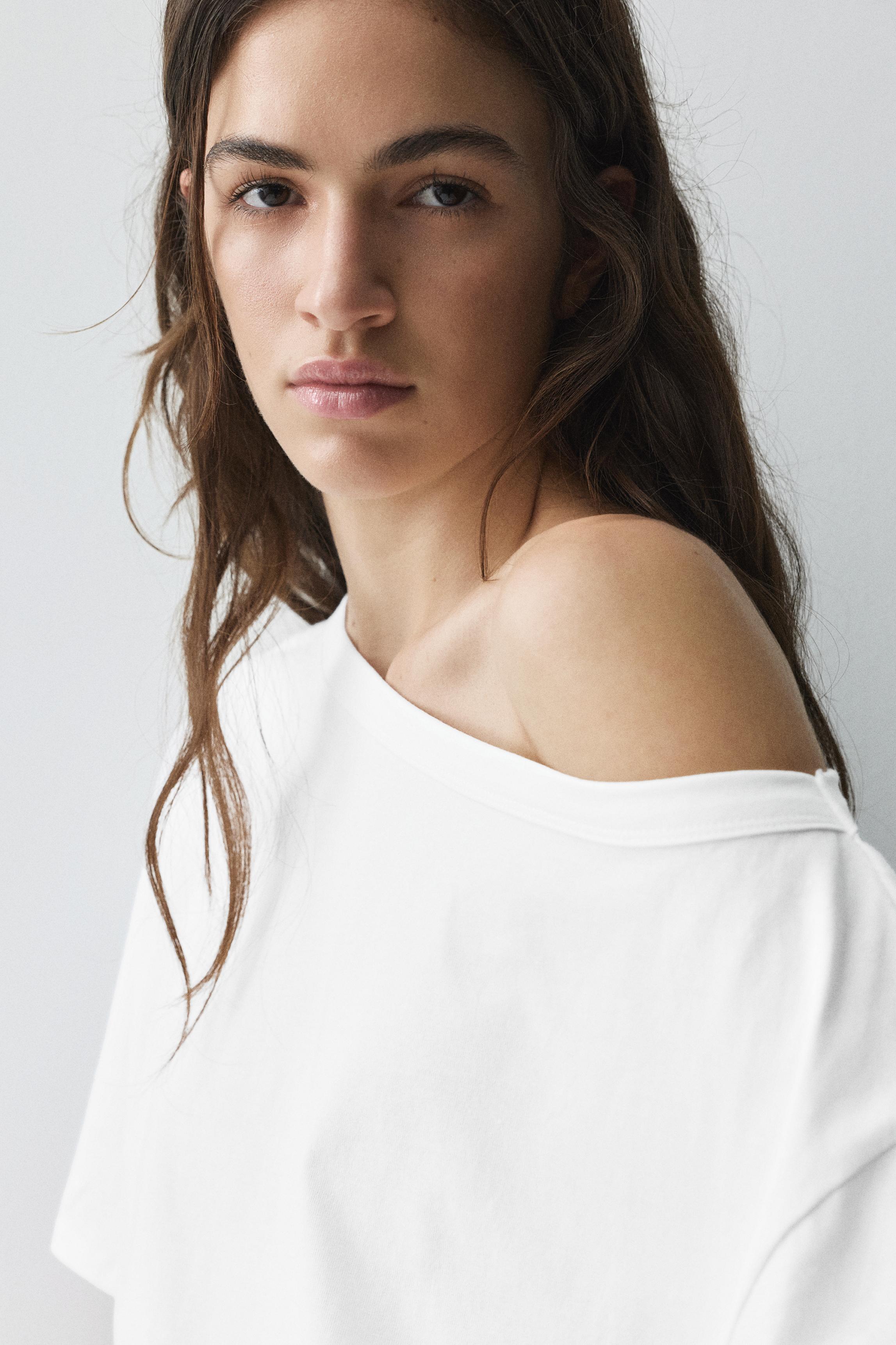 Asymmetric short sleeve T-shirt — White
