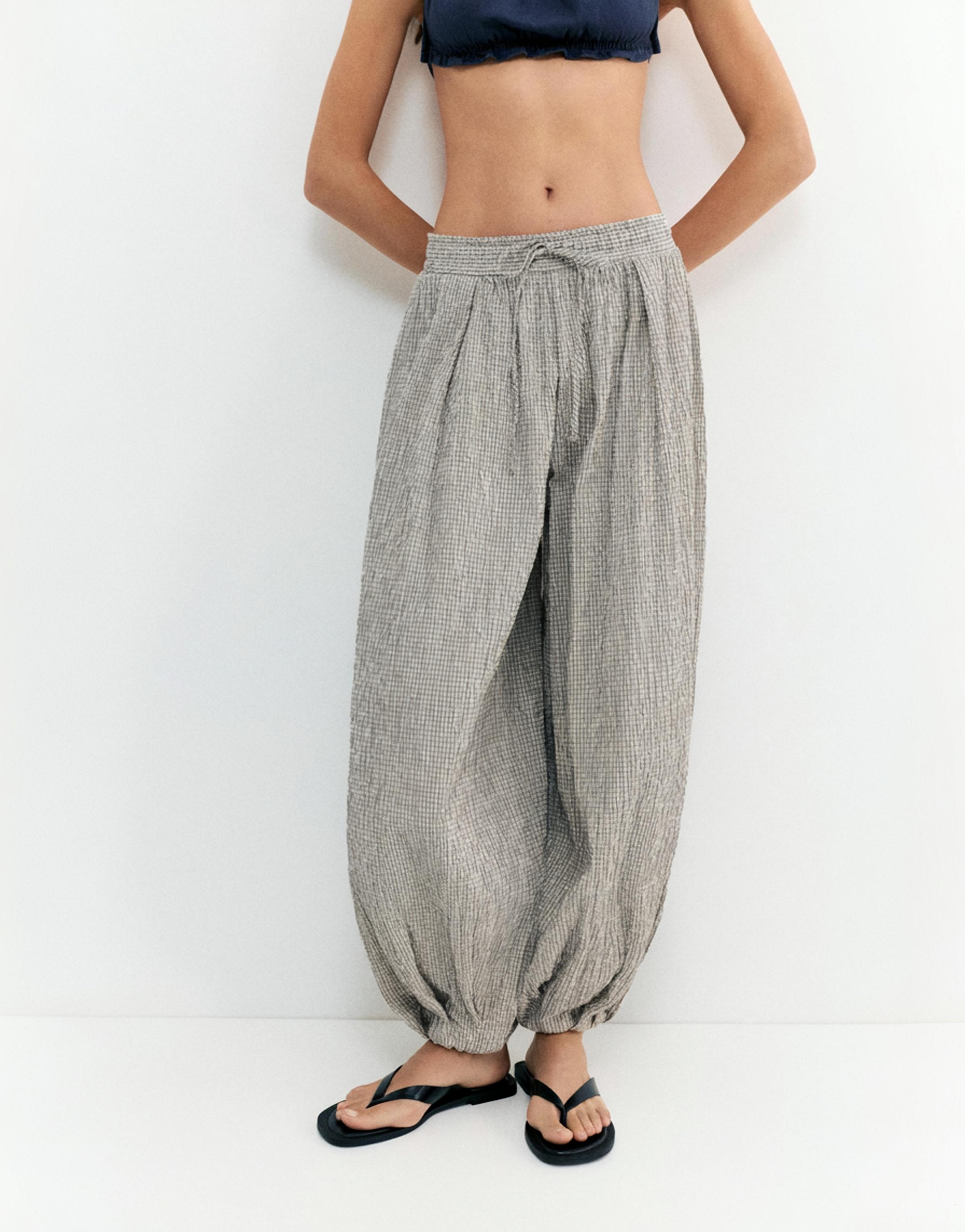 Kareli şalvar pantolon - Görsel 12