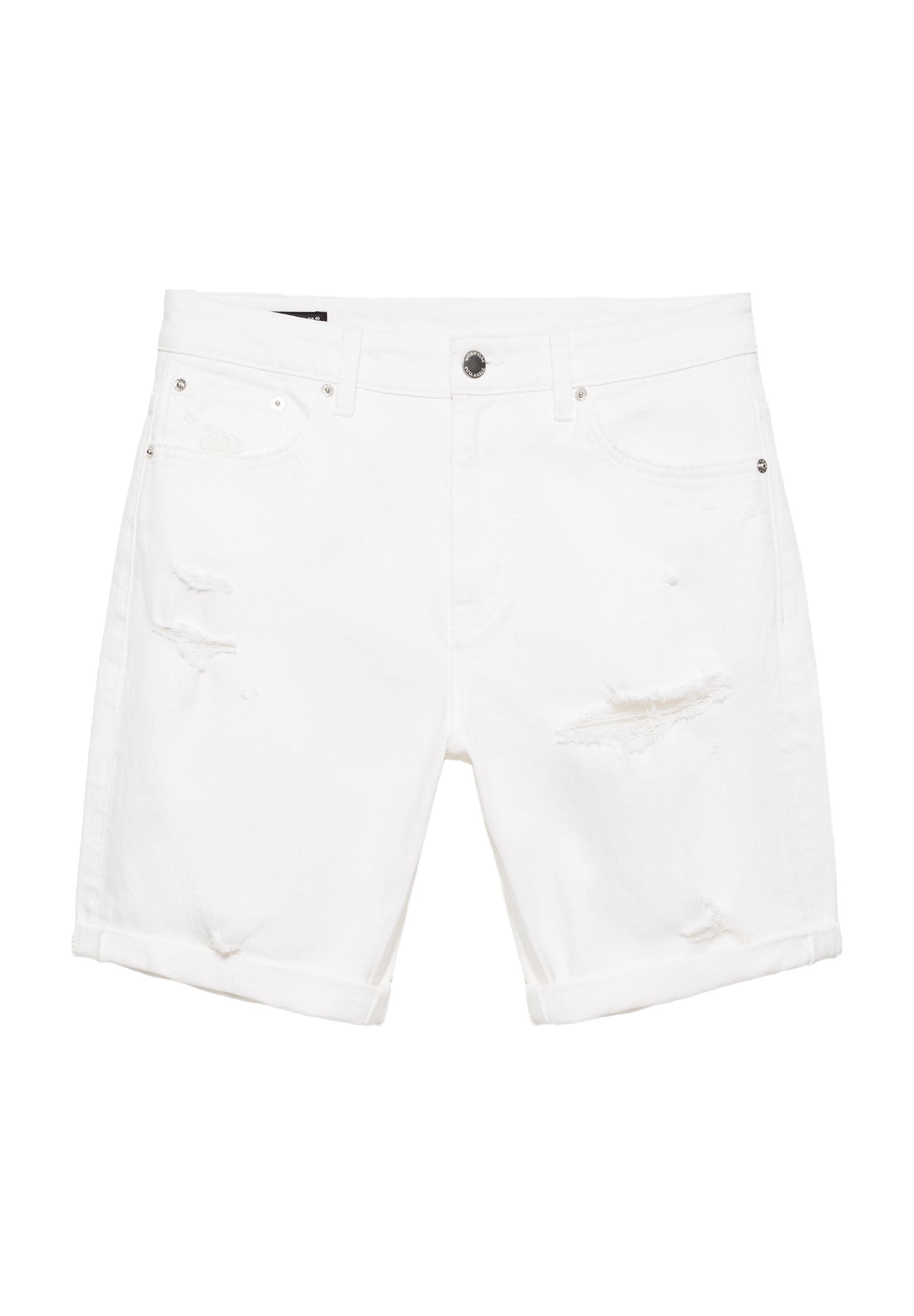 Ripped denim Bermuda shorts — Off white