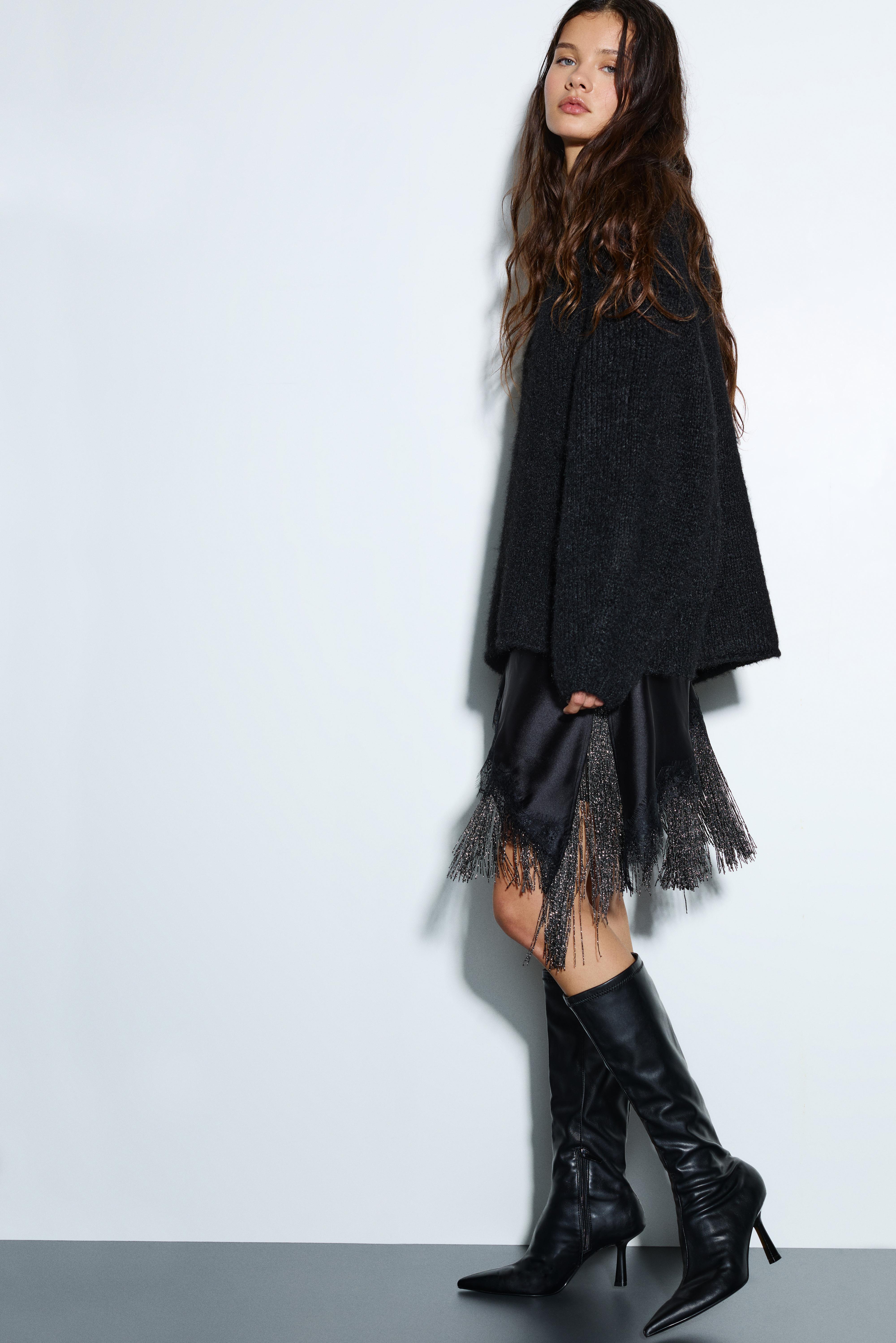 Stretch high-heel knee-high boots — Black