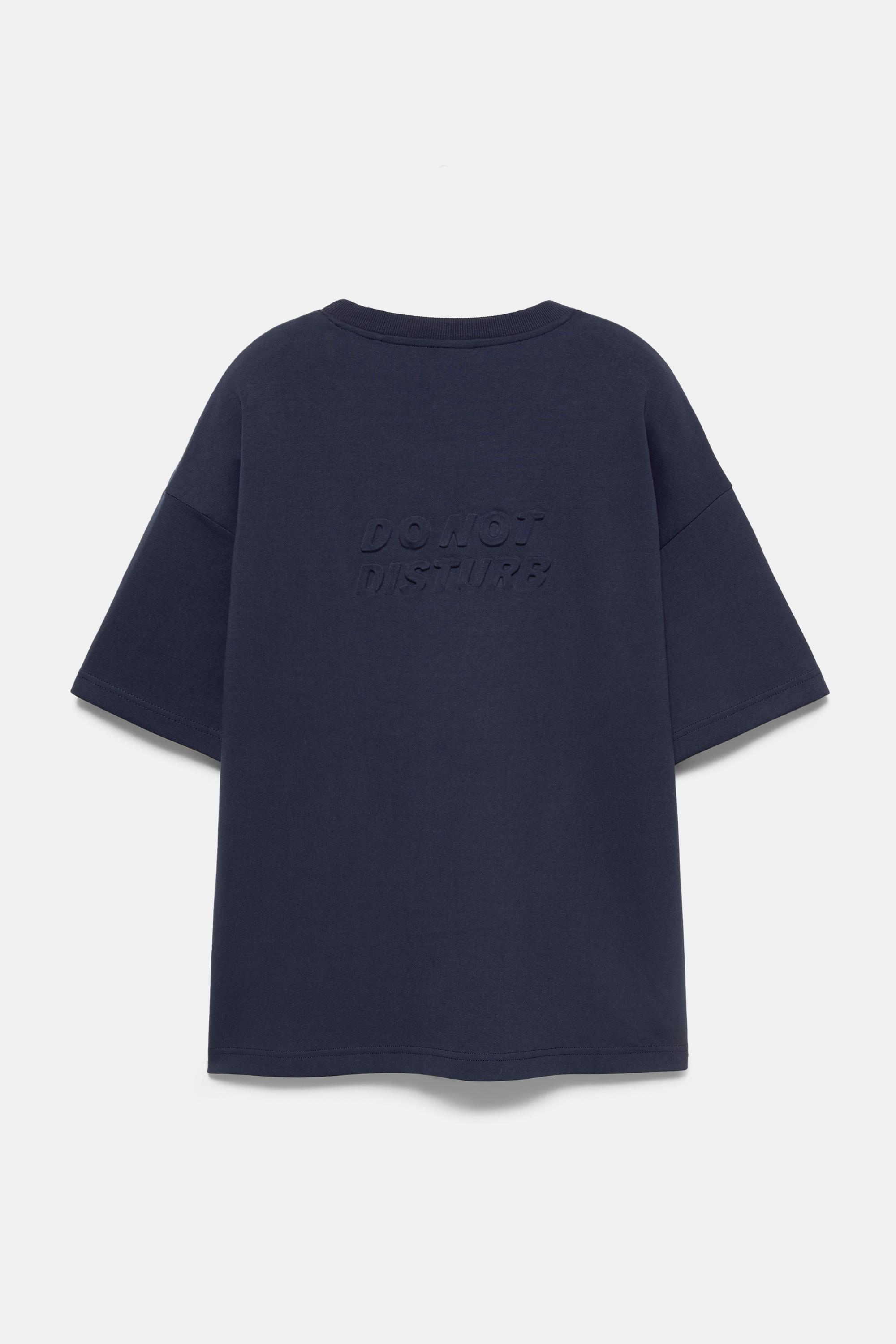 Short sleeve raised graphic sweatshirt — Navy (alternate view)