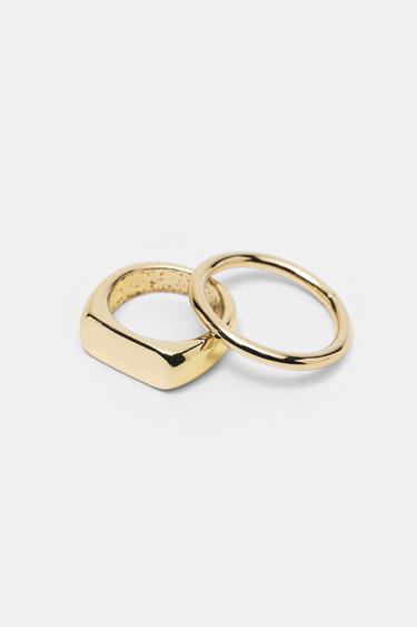 Pack of 4 metallic rings — Gold 5
