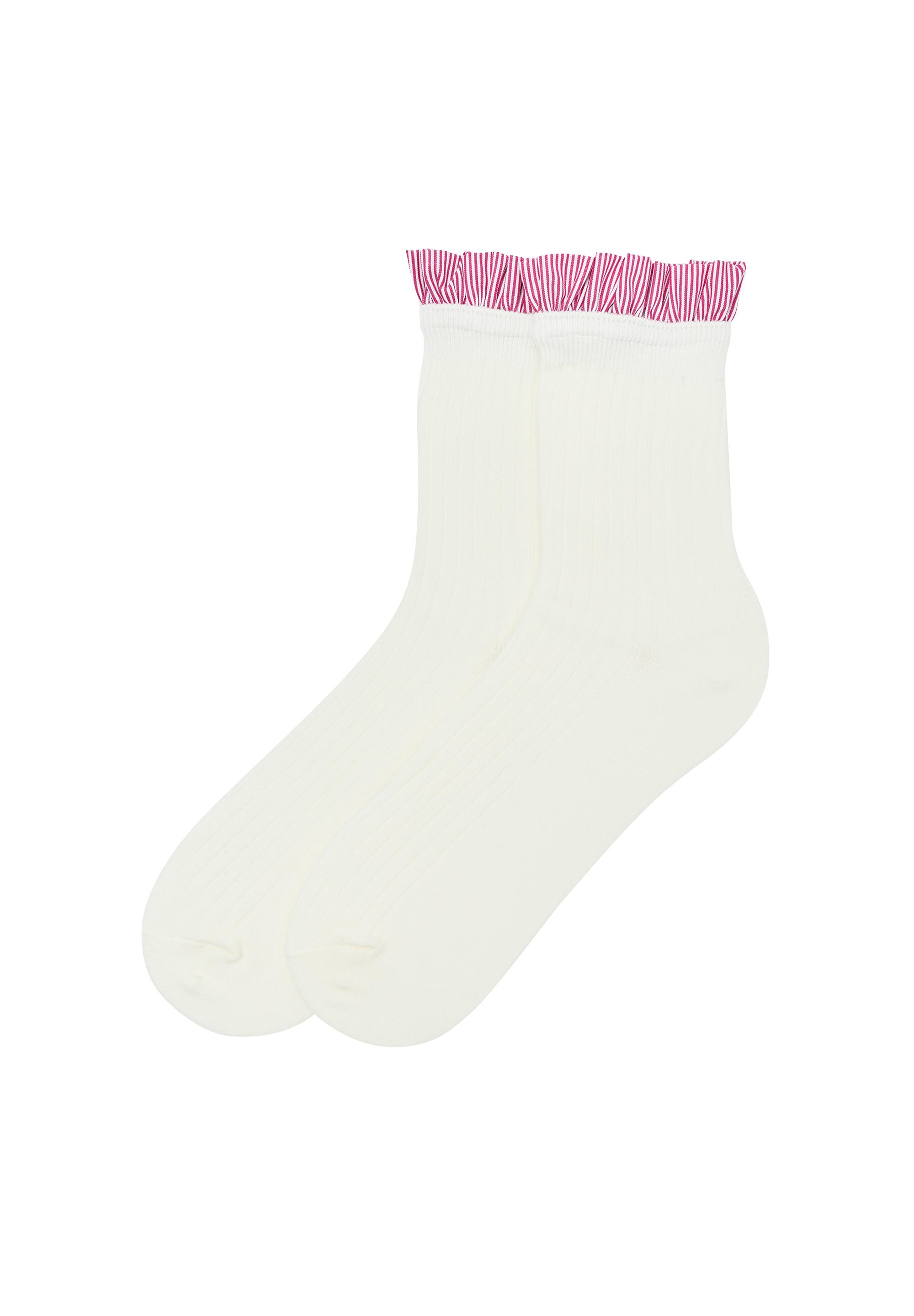 Poplin ruffle socks — White
