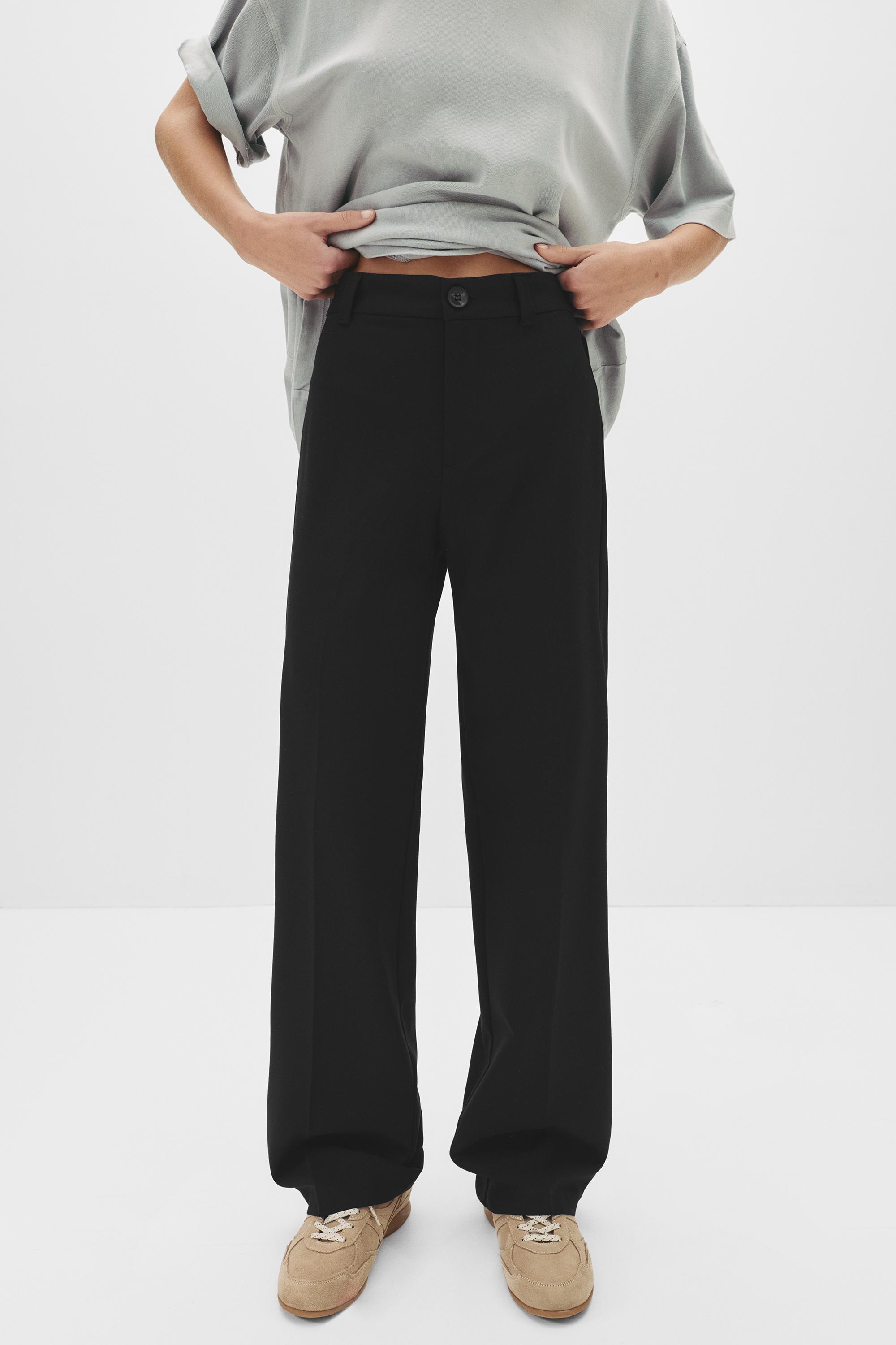 Smart high-waist straight-leg trousers — Black