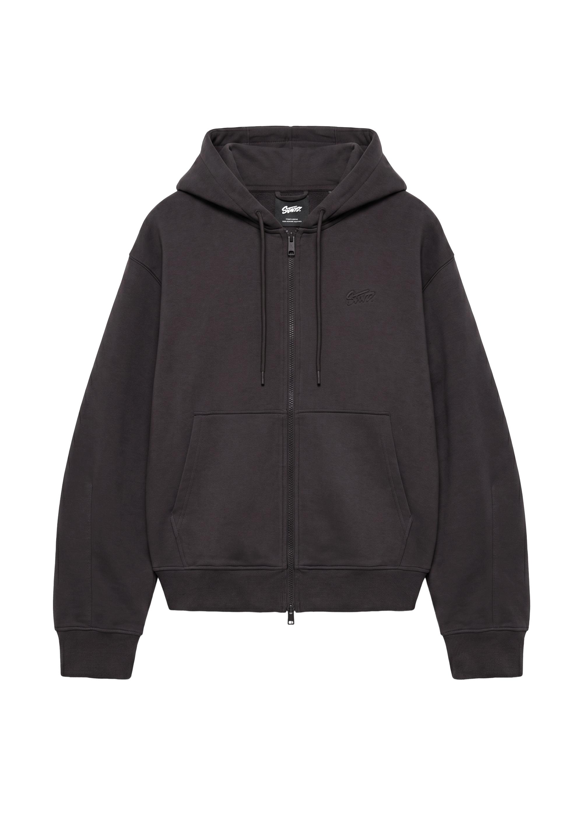 Neoprene-effect zip-up hoodie — Anthracite grey