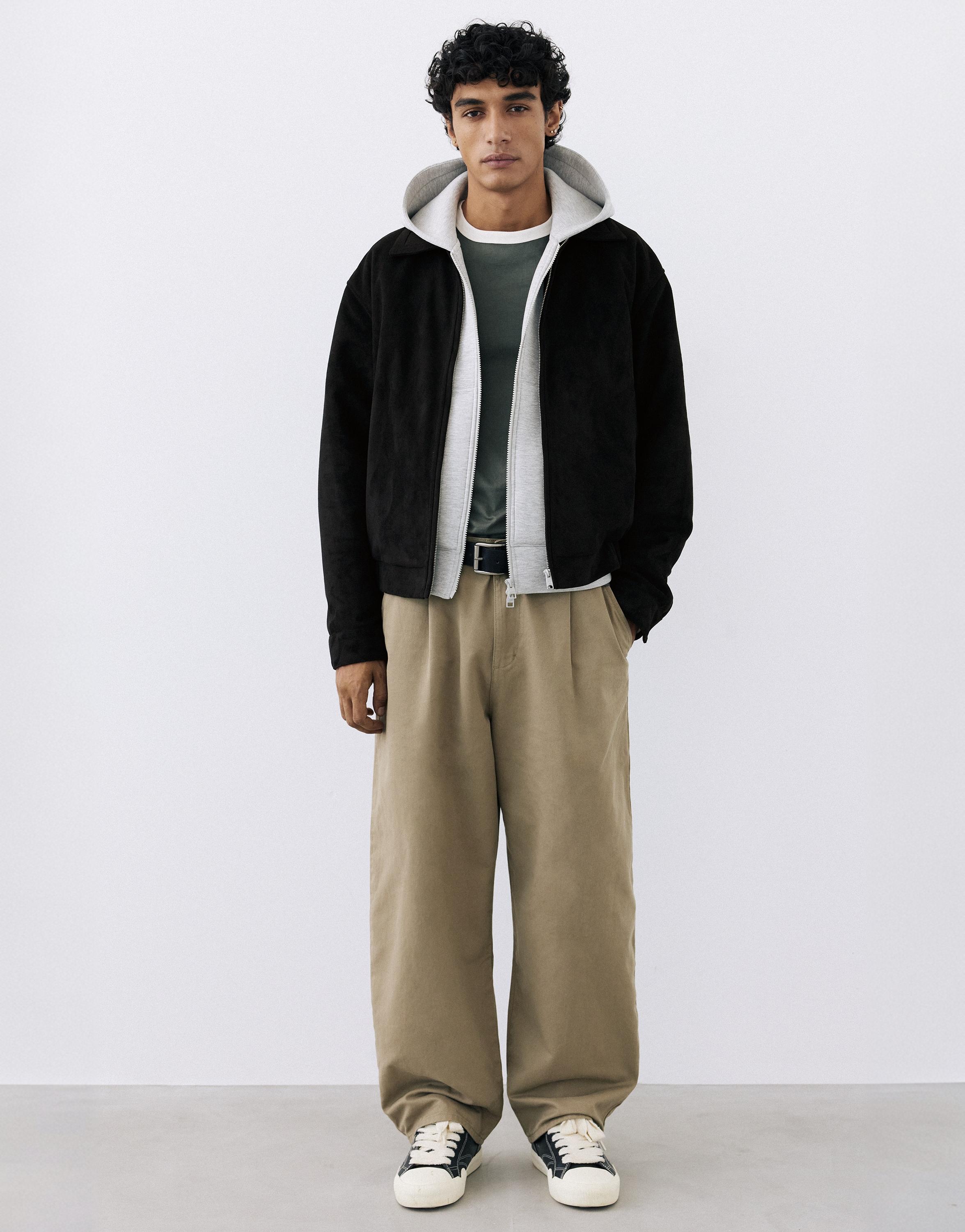 Faux suede jacket — Black