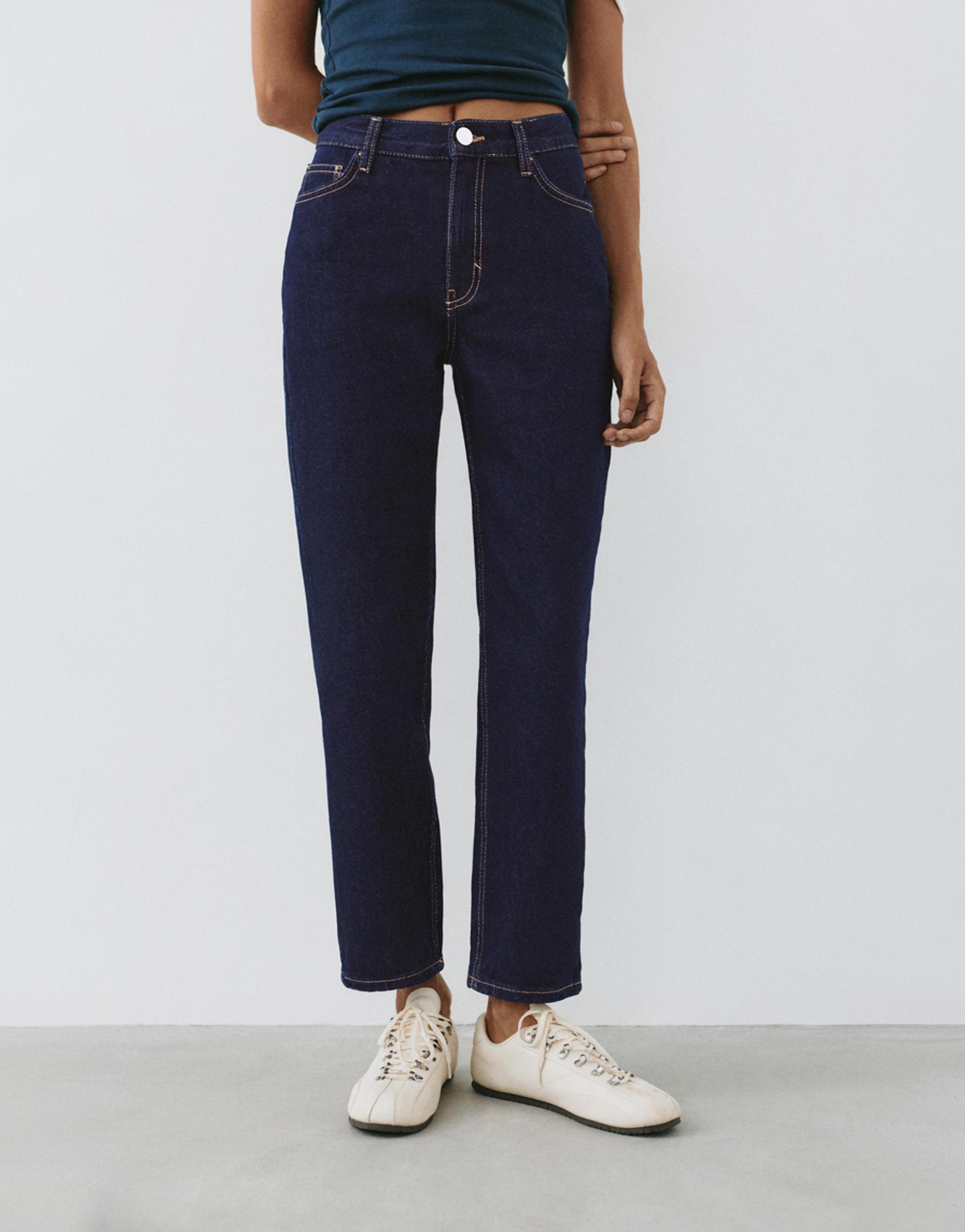 High-waist mom jeans — Ink blue