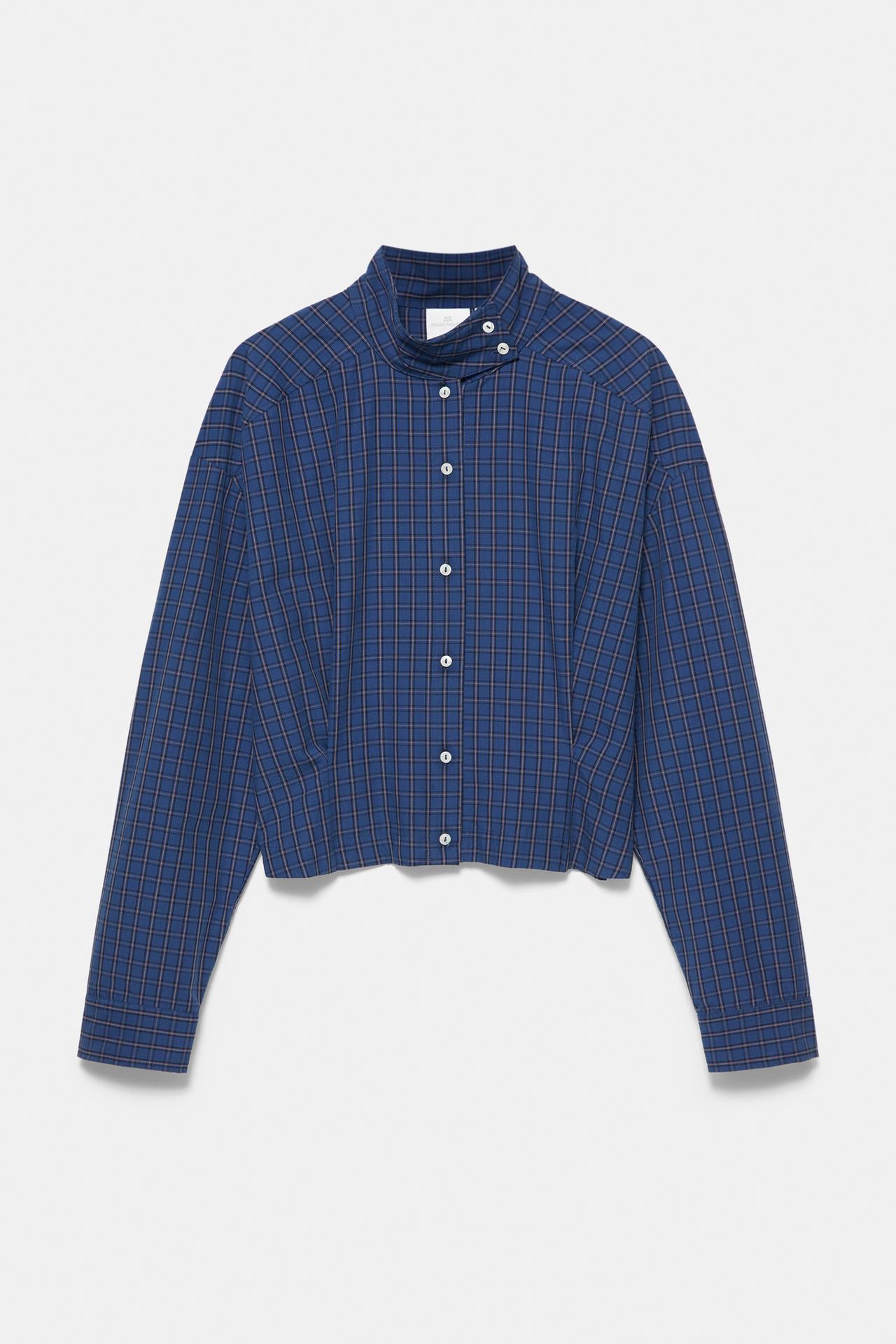 Oversize check shirt — Navy