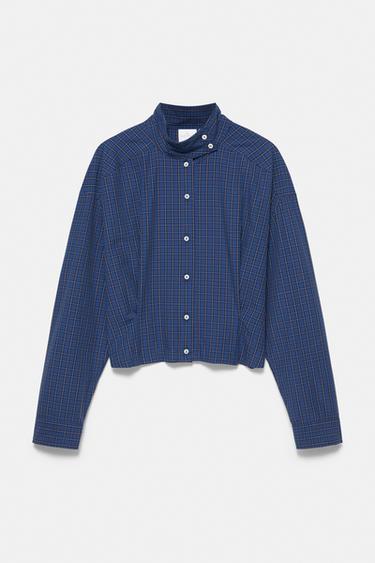 Oversize check shirt — Navy 5