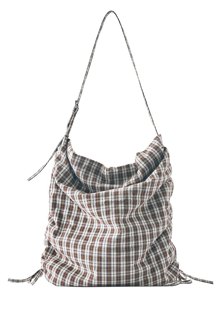Check print tote bag — Multi-colored