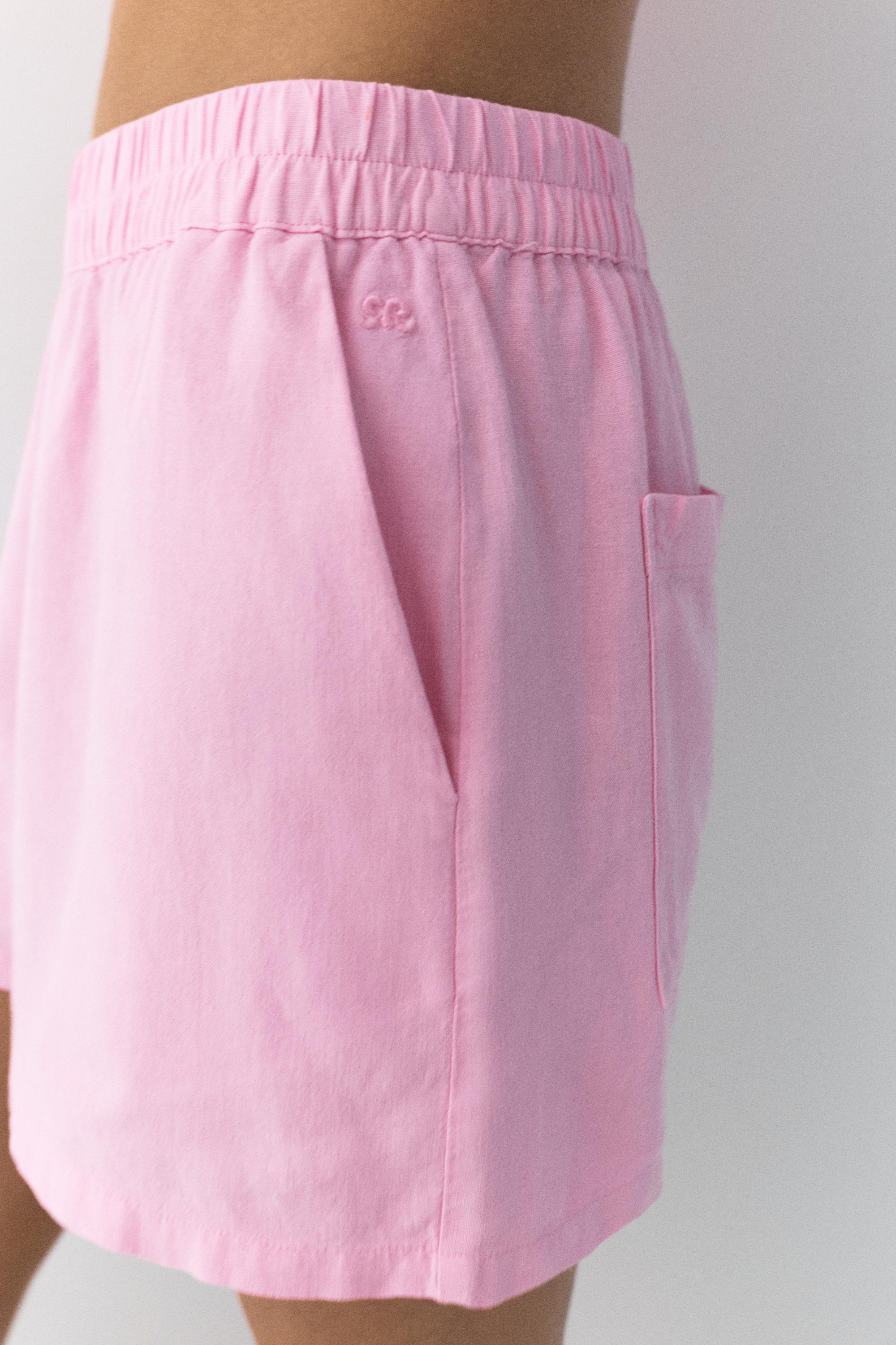 Linen blend shorts — Pink