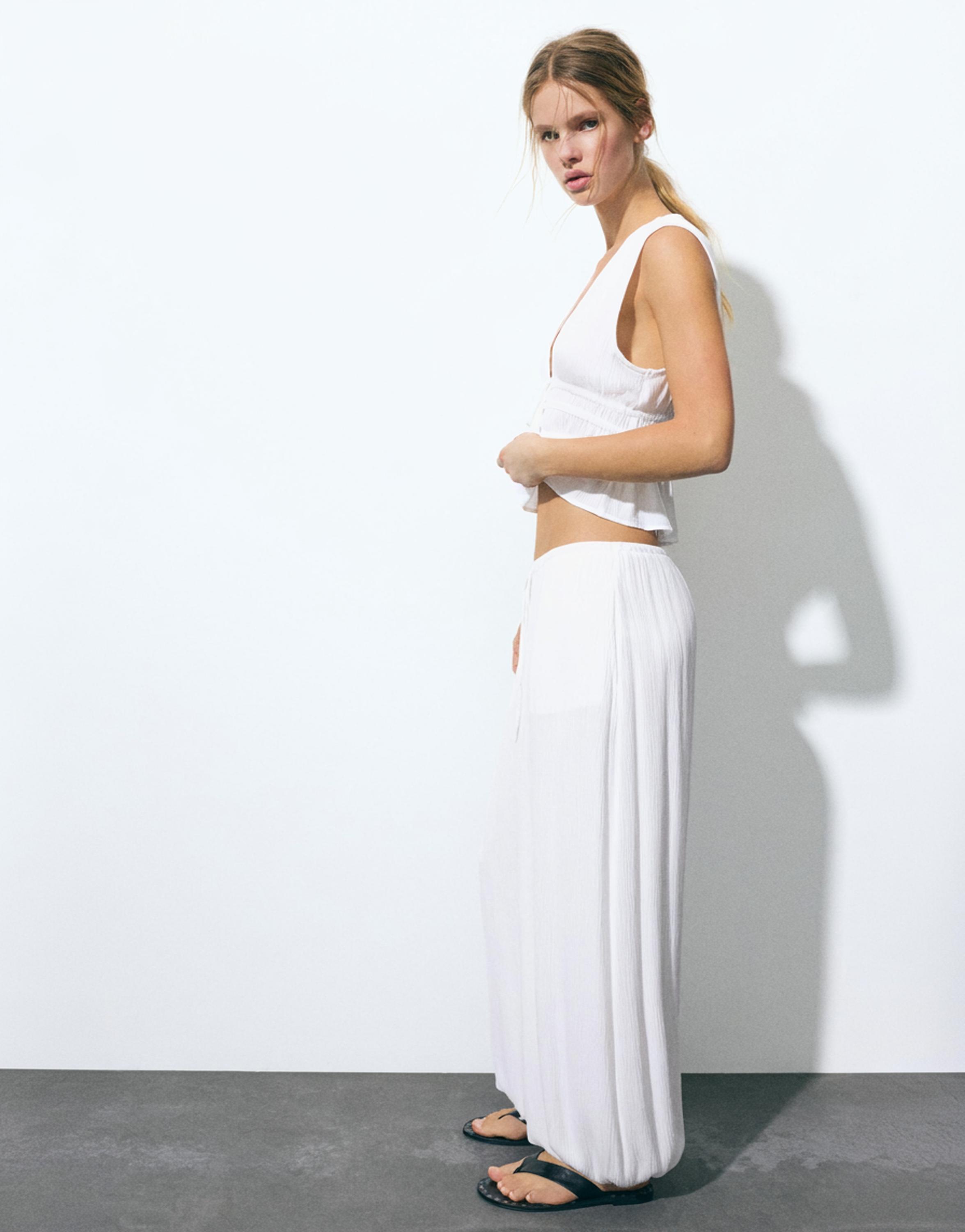 Sarouel crepe trousers — White