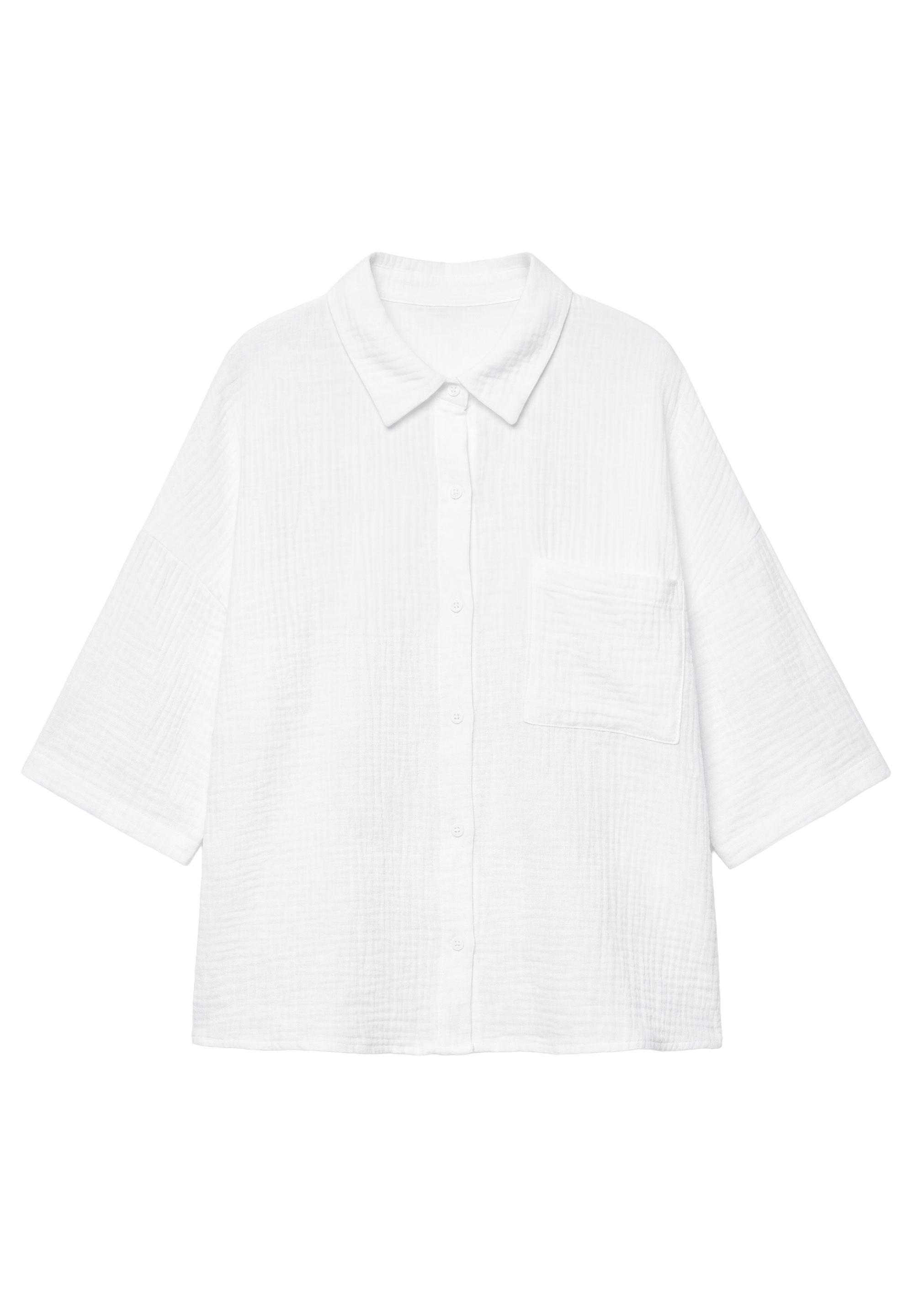 Short sleeve crepe shirt — White
