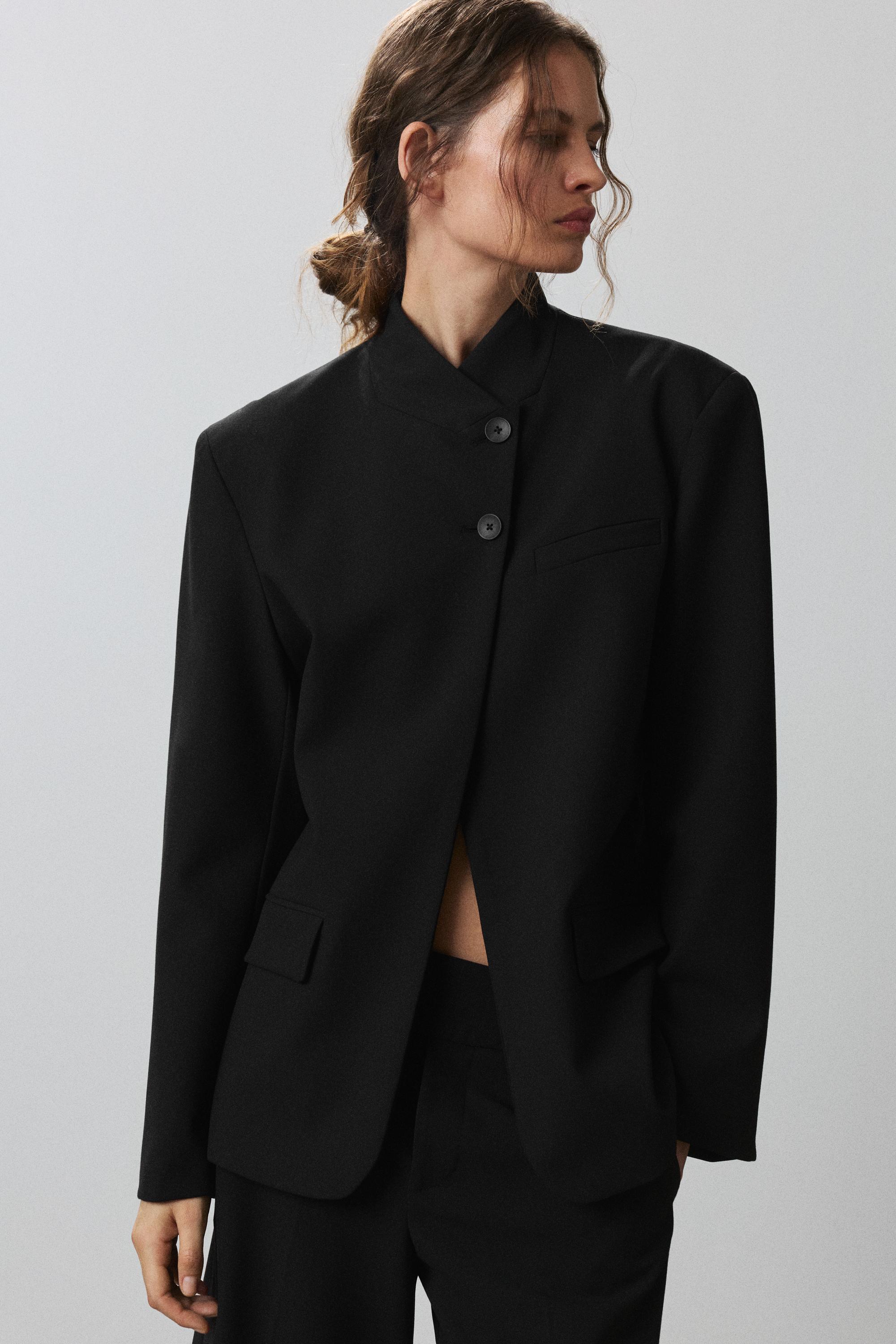 Black double-breasted blazer — Black
