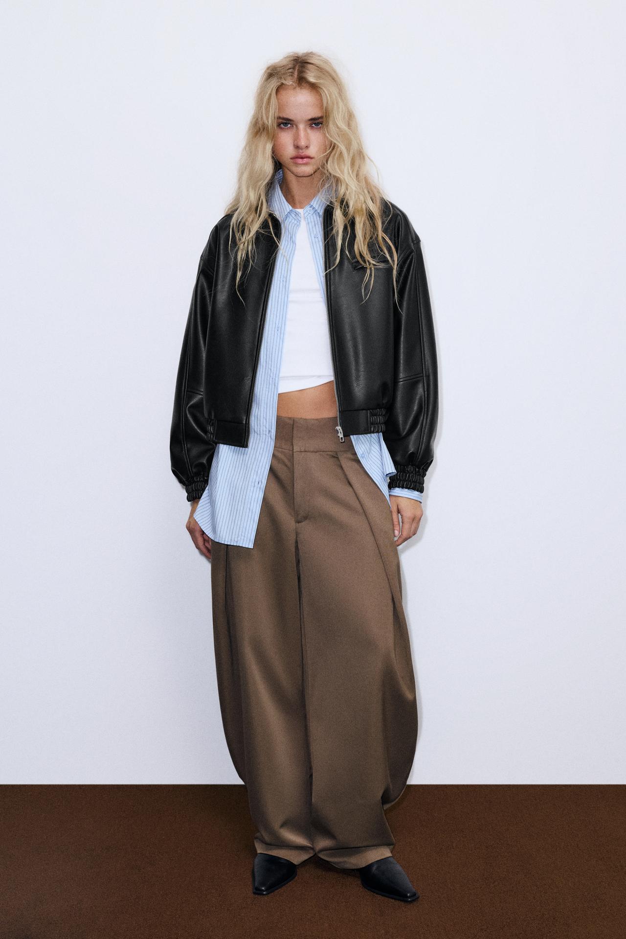 Leather effect dad jacket — Black