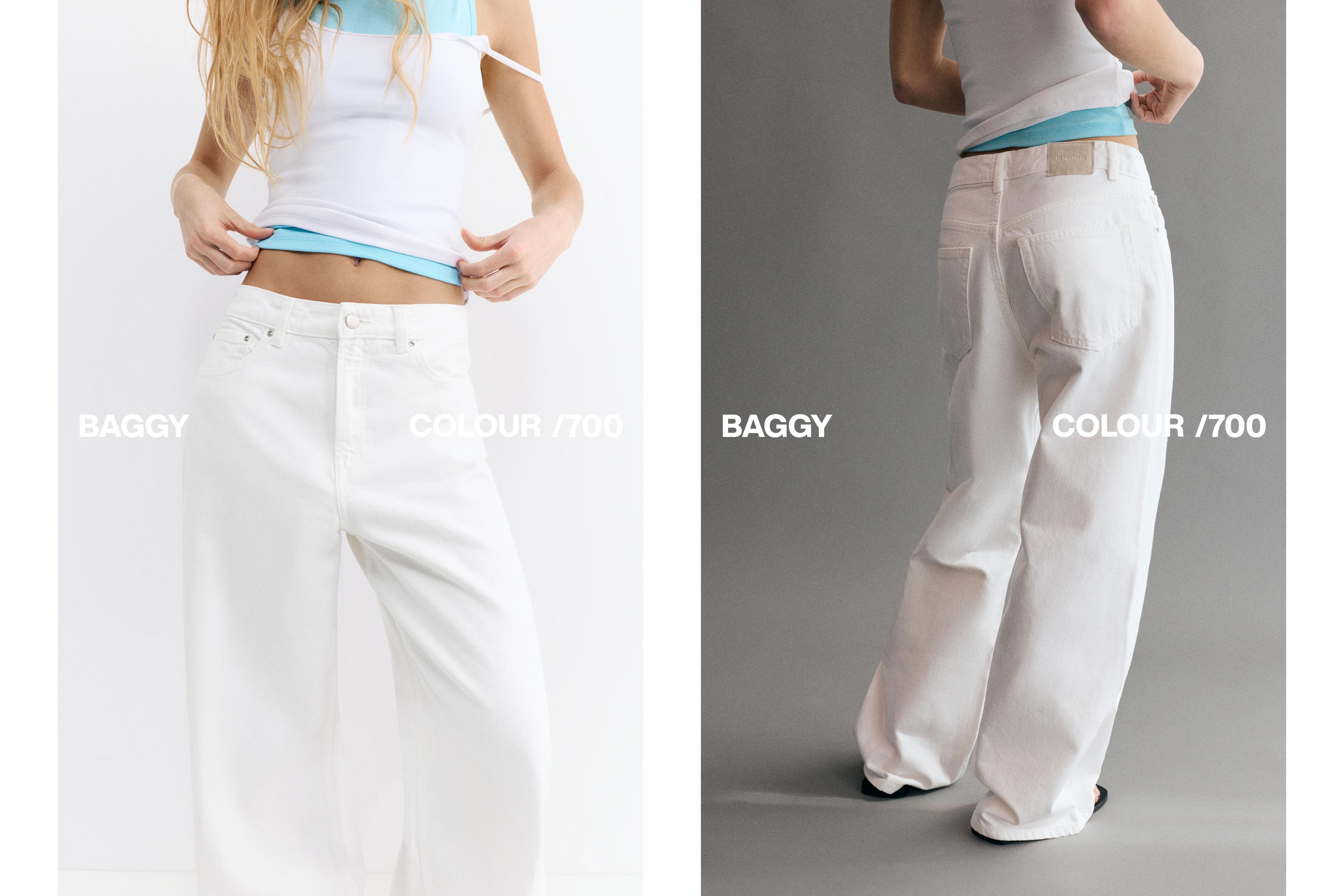 Mid-waist baggy jeans — White