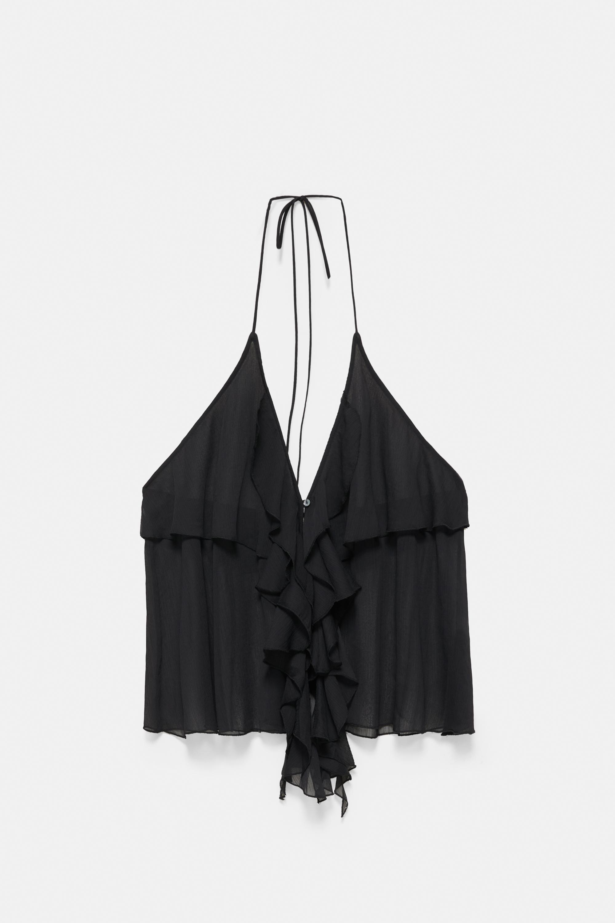 Halter top with ruffles — Black