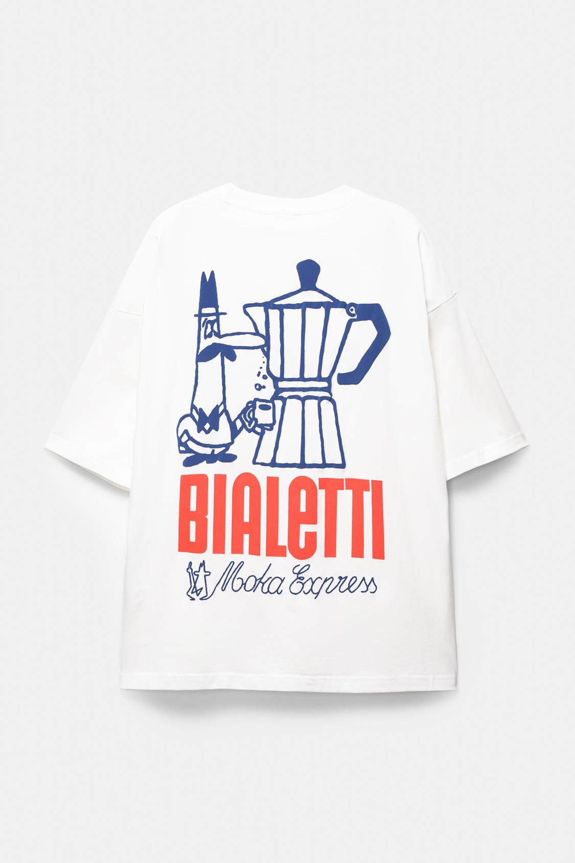 Short Sleeve Pull And Bear T Shirt Femme White Bialetti T-shirt
