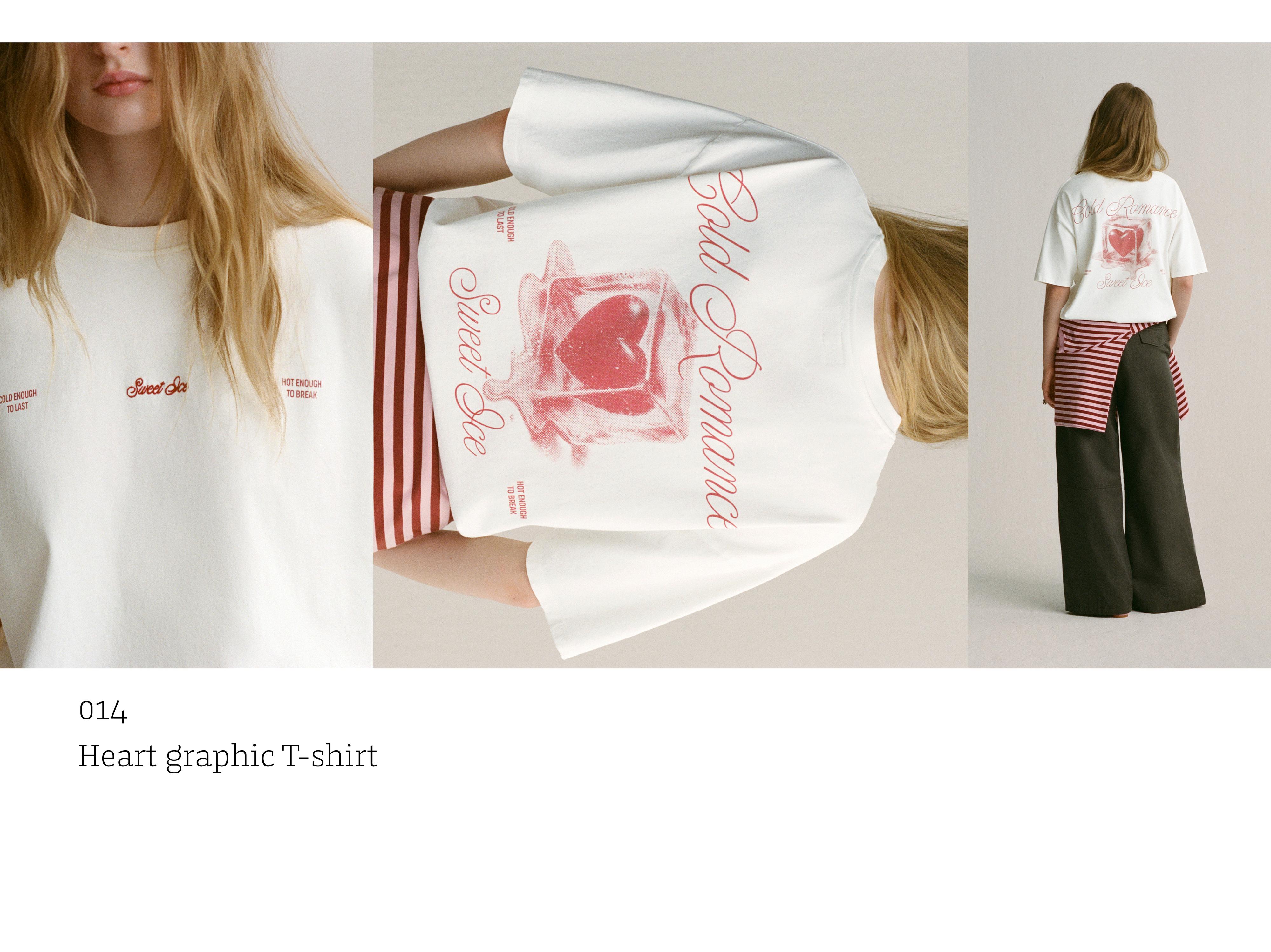 Kalp grafik baskılı t-shirt - Görsel 18