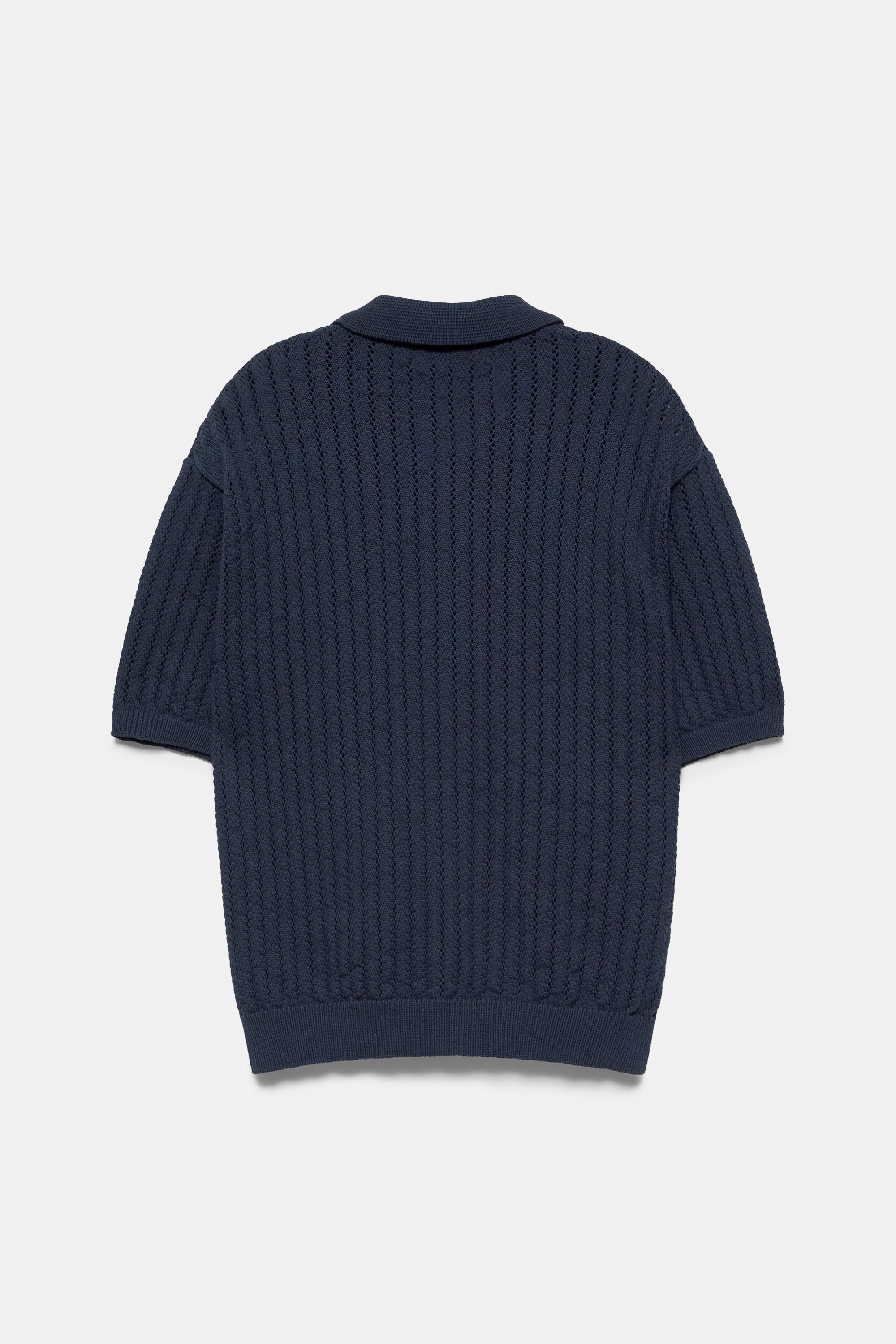 Cutwork knit shirt — Dark blue