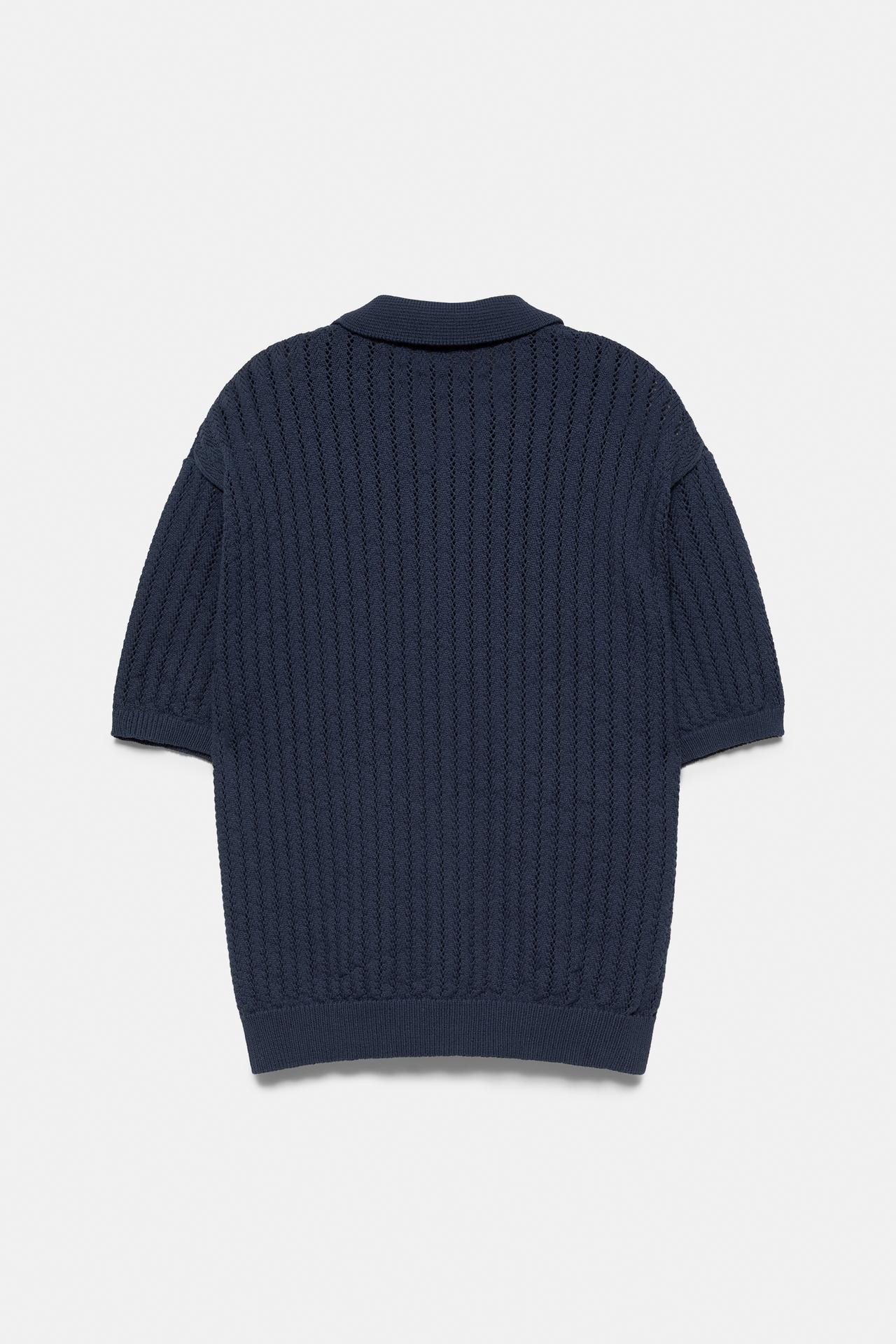 Cutwork knit shirt — Dark blue