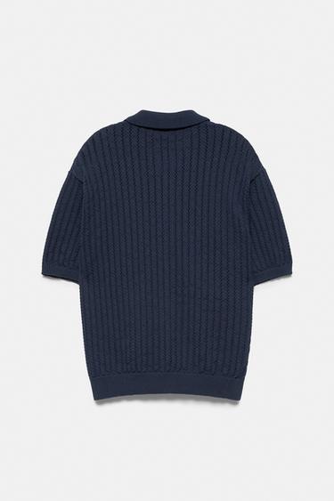 Cutwork knit shirt — Dark blue 5