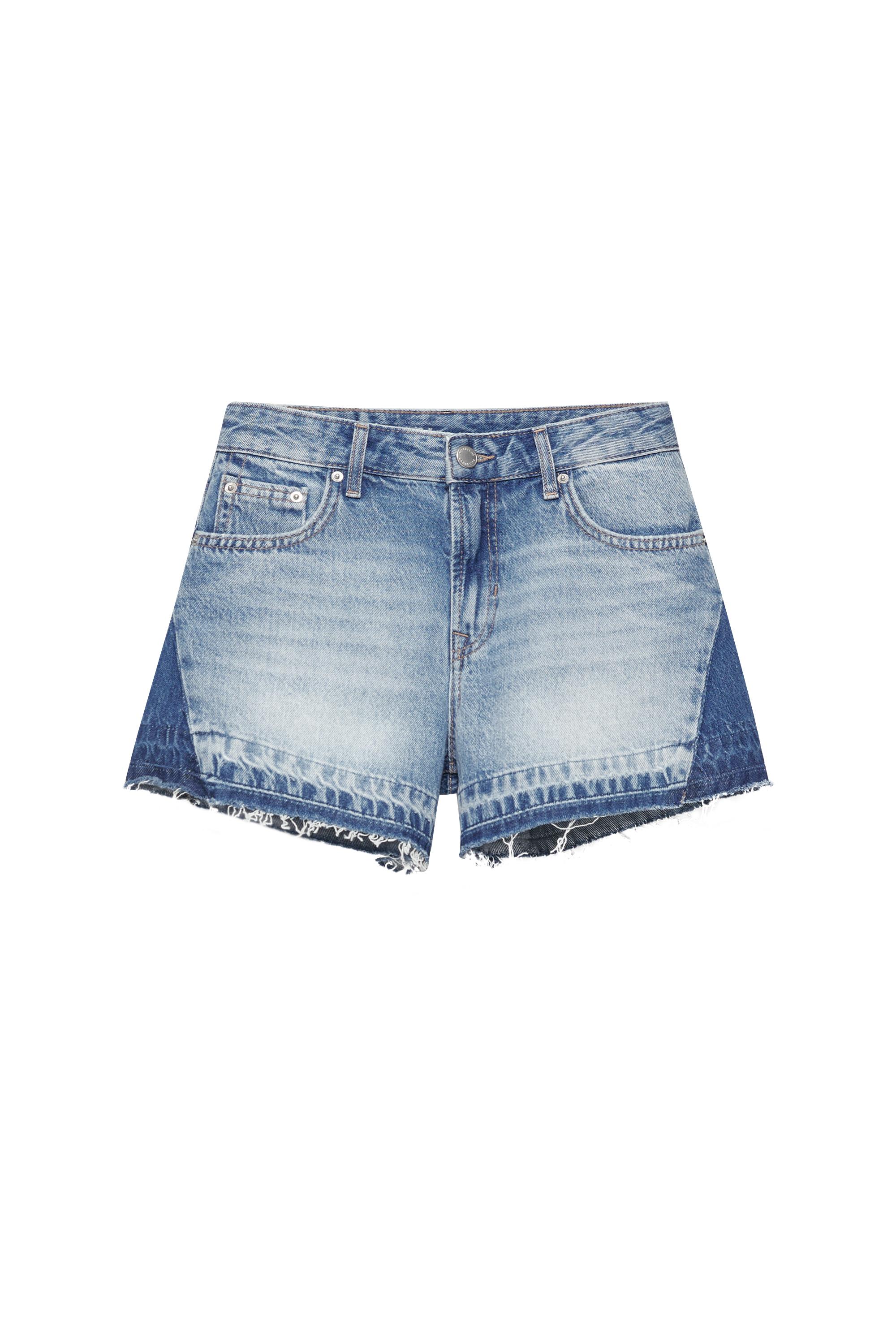Patchwork denim bermuda