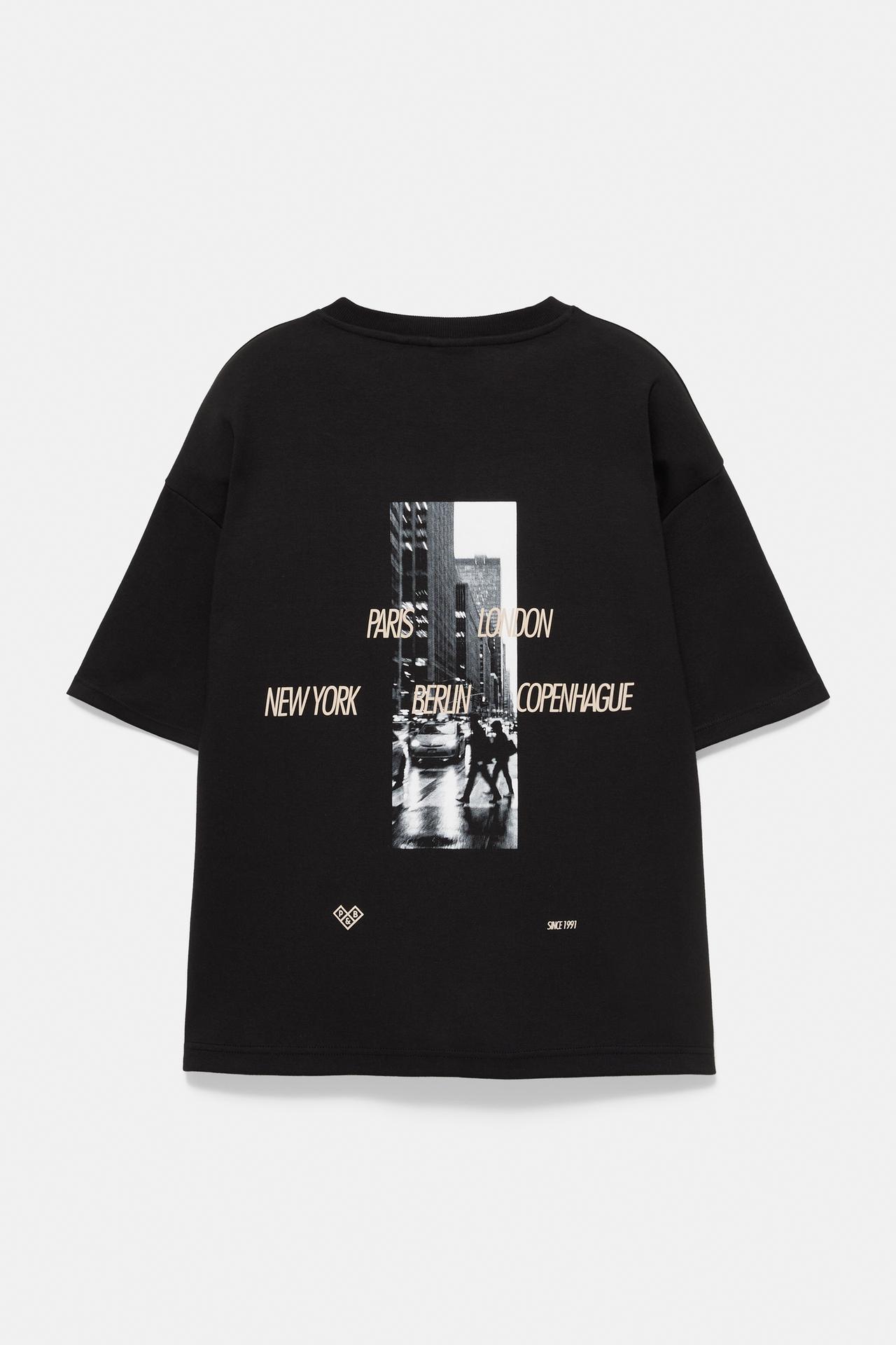 Short sleeve sweatshirt with graphic — Black