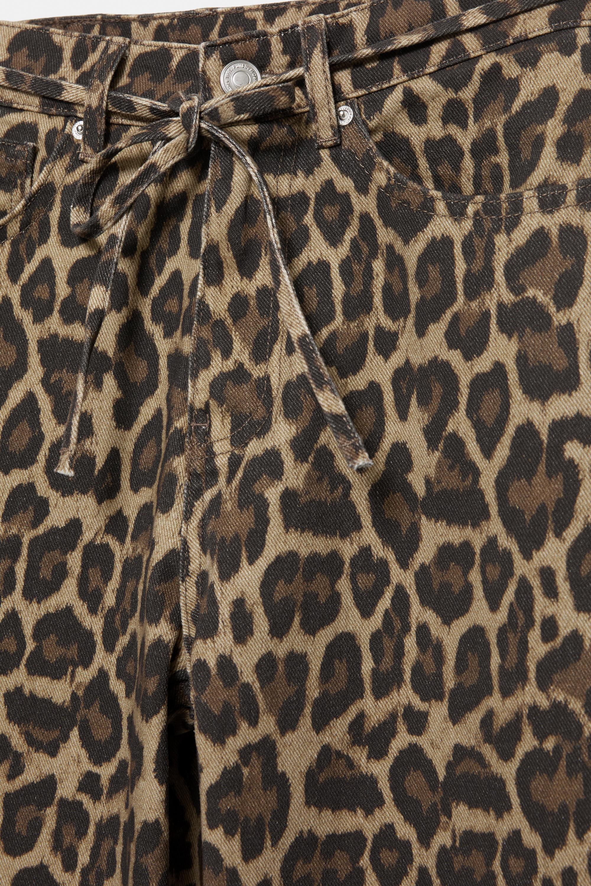 Leopard print jeans with drawstring — Leopard / taupe brown