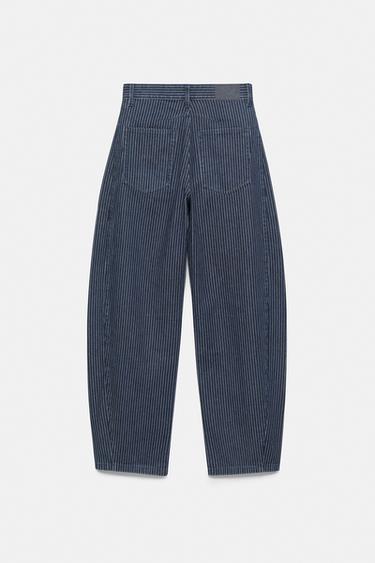 Striped balloon jeans with seams — Medium blue 7