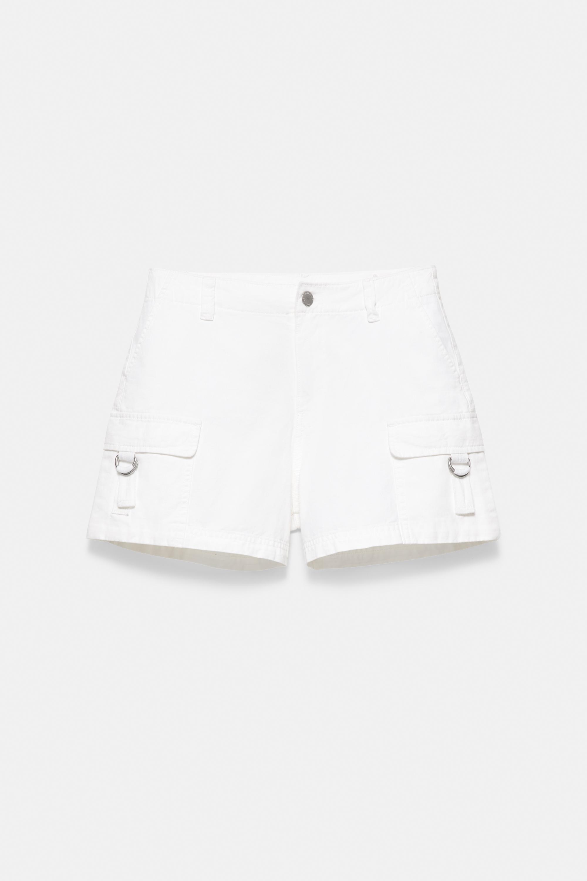 Relaxed fit cargo Bermuda shorts — White