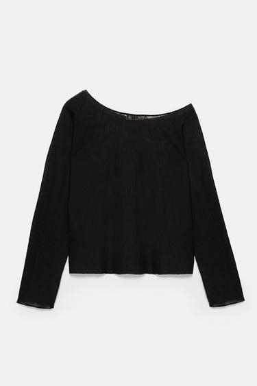 Fine knit asymmetric T-shirt — Black 6