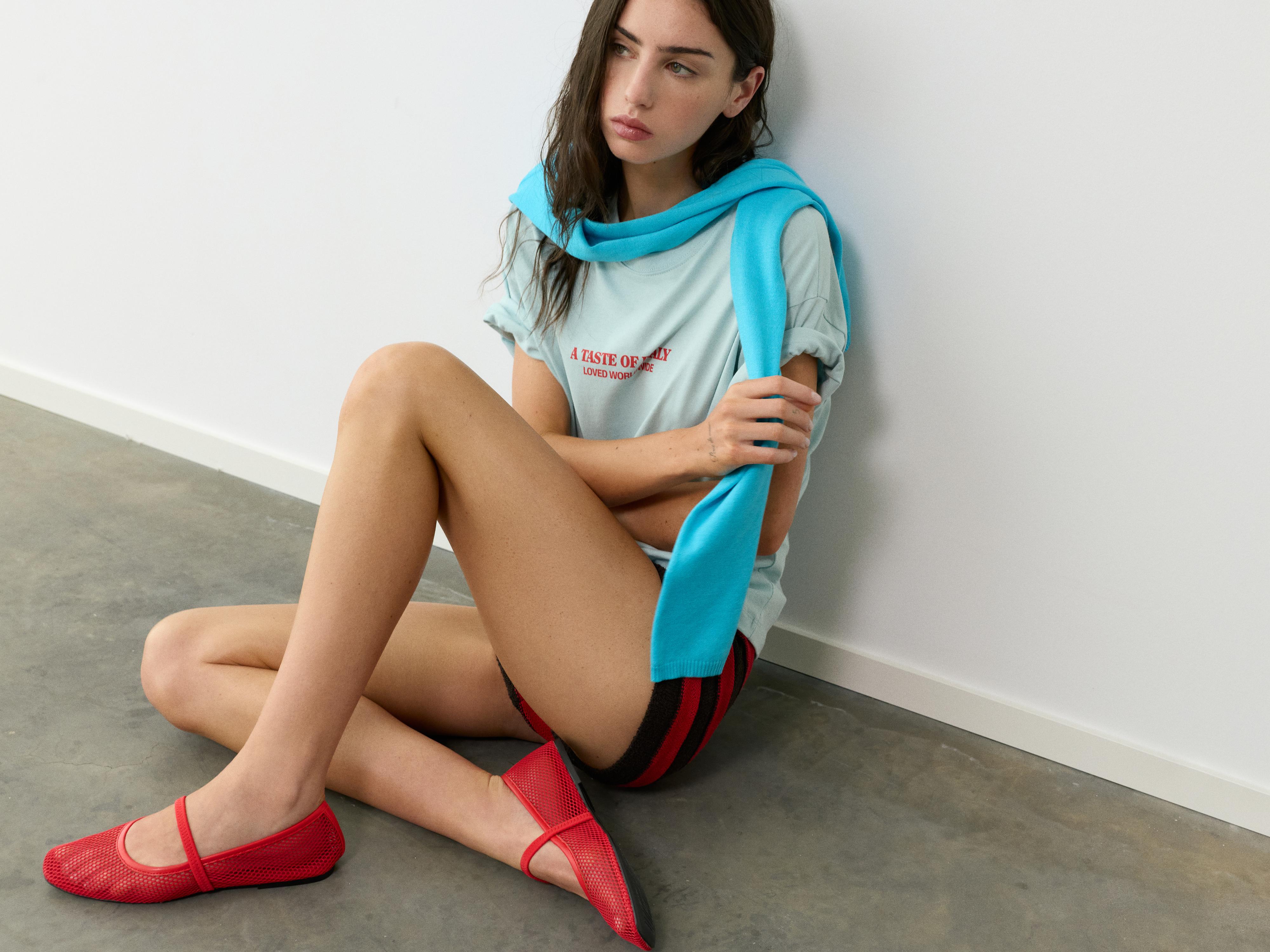 Mesh ballet flats — Red
