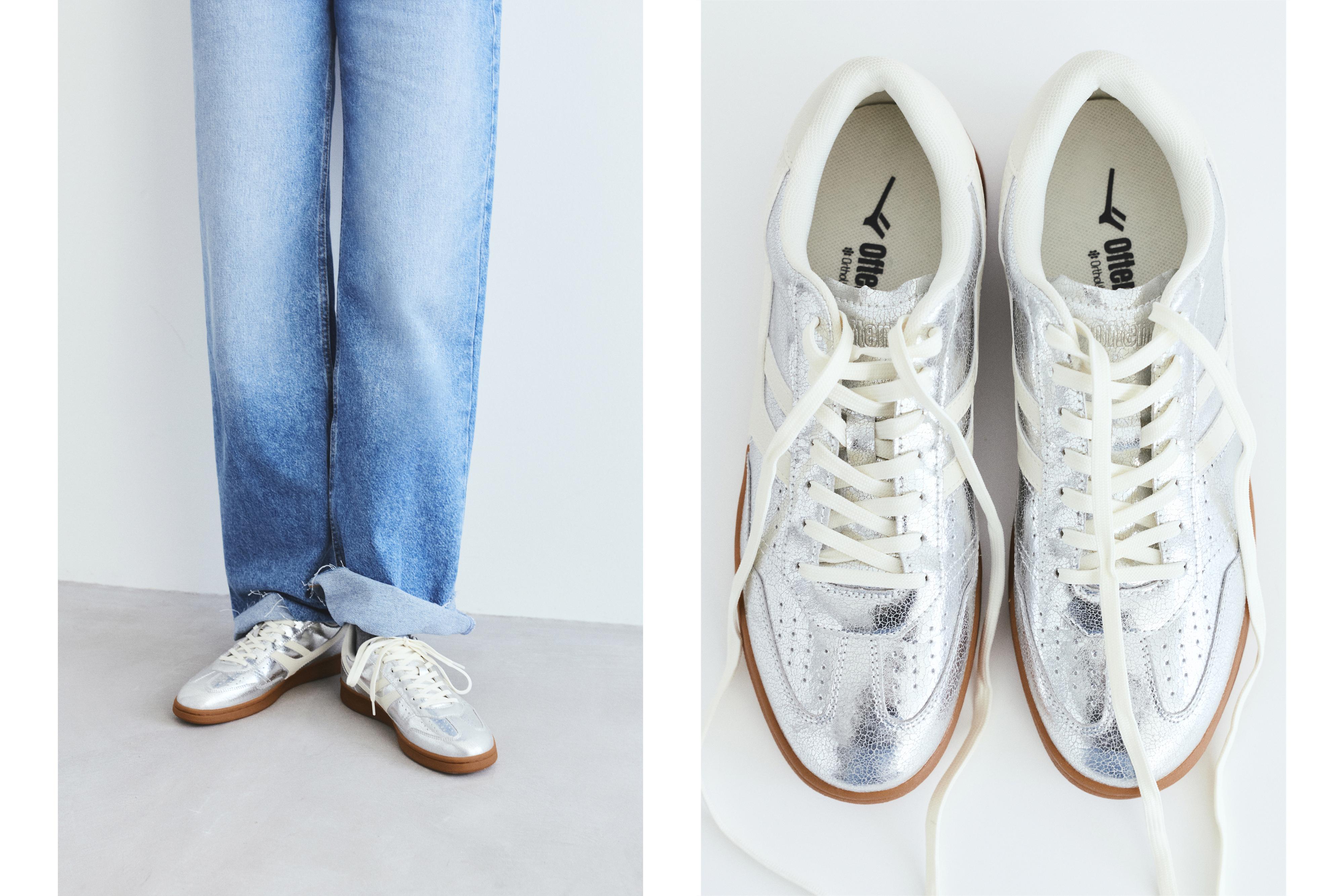 Metallic retro trainers — Silver