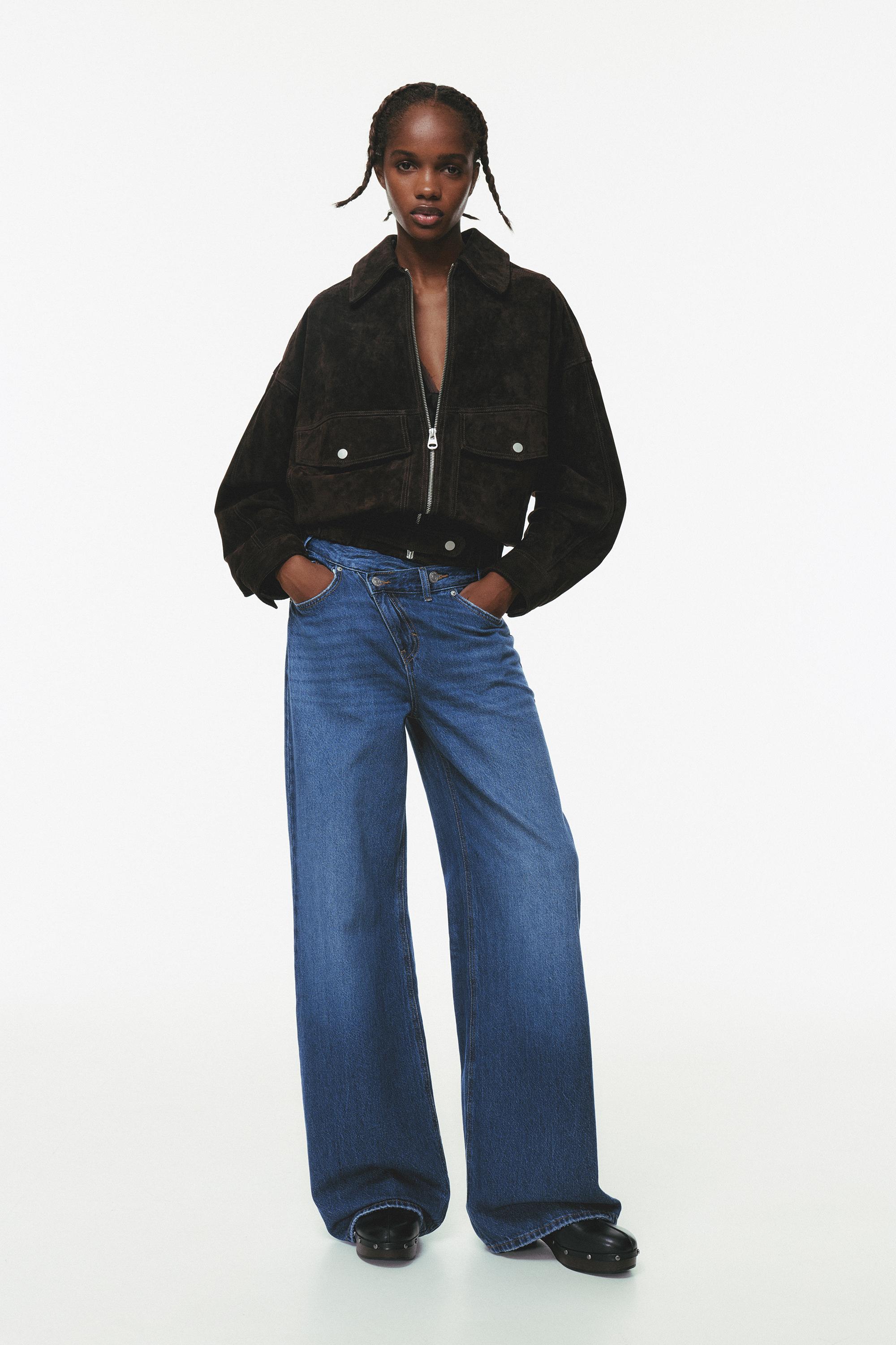 Wide Leg Jeans Mit Überkreuztem Bund