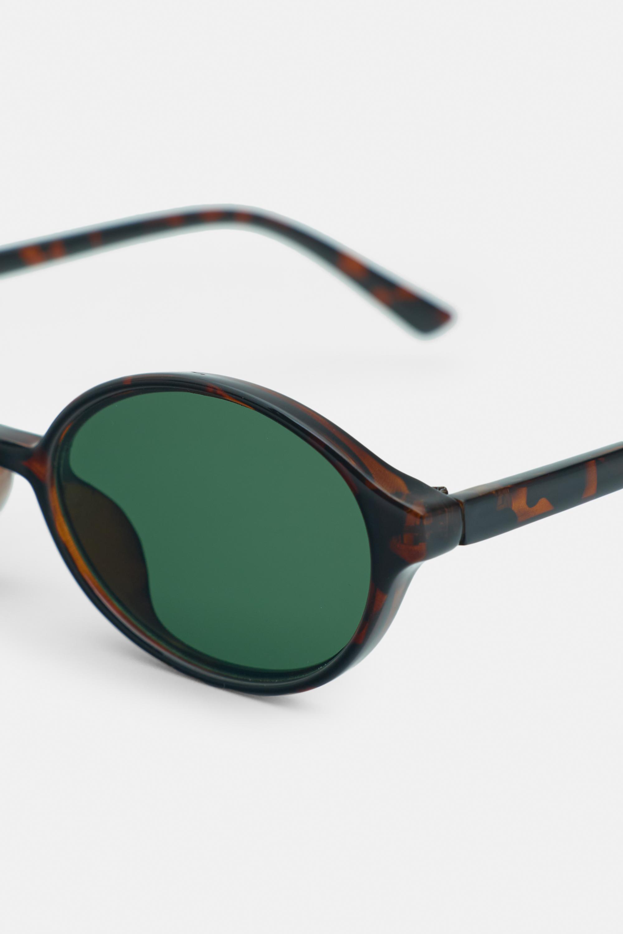 Resin oval sunglasses — Brown