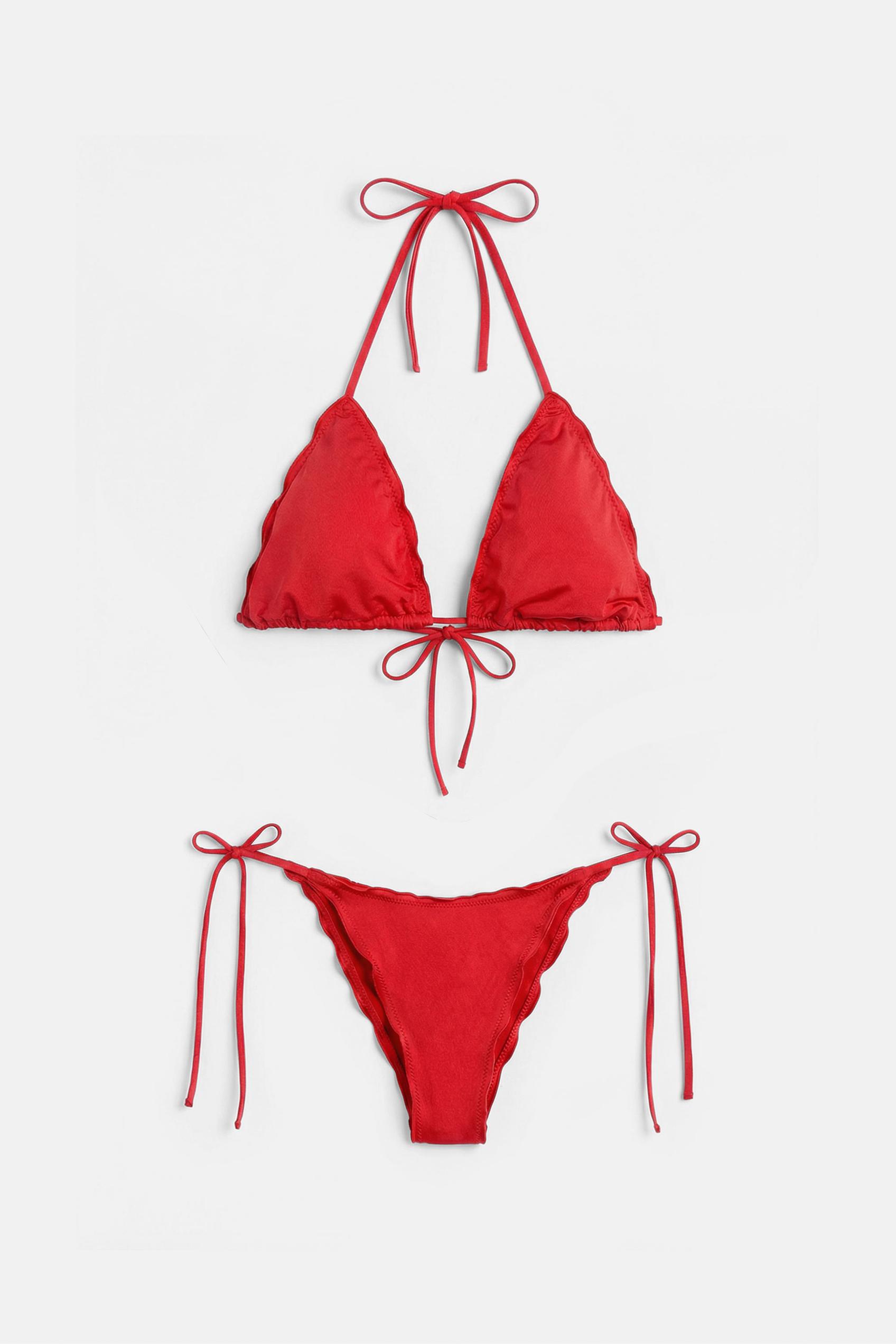 Ruffled bikini bottoms — Red