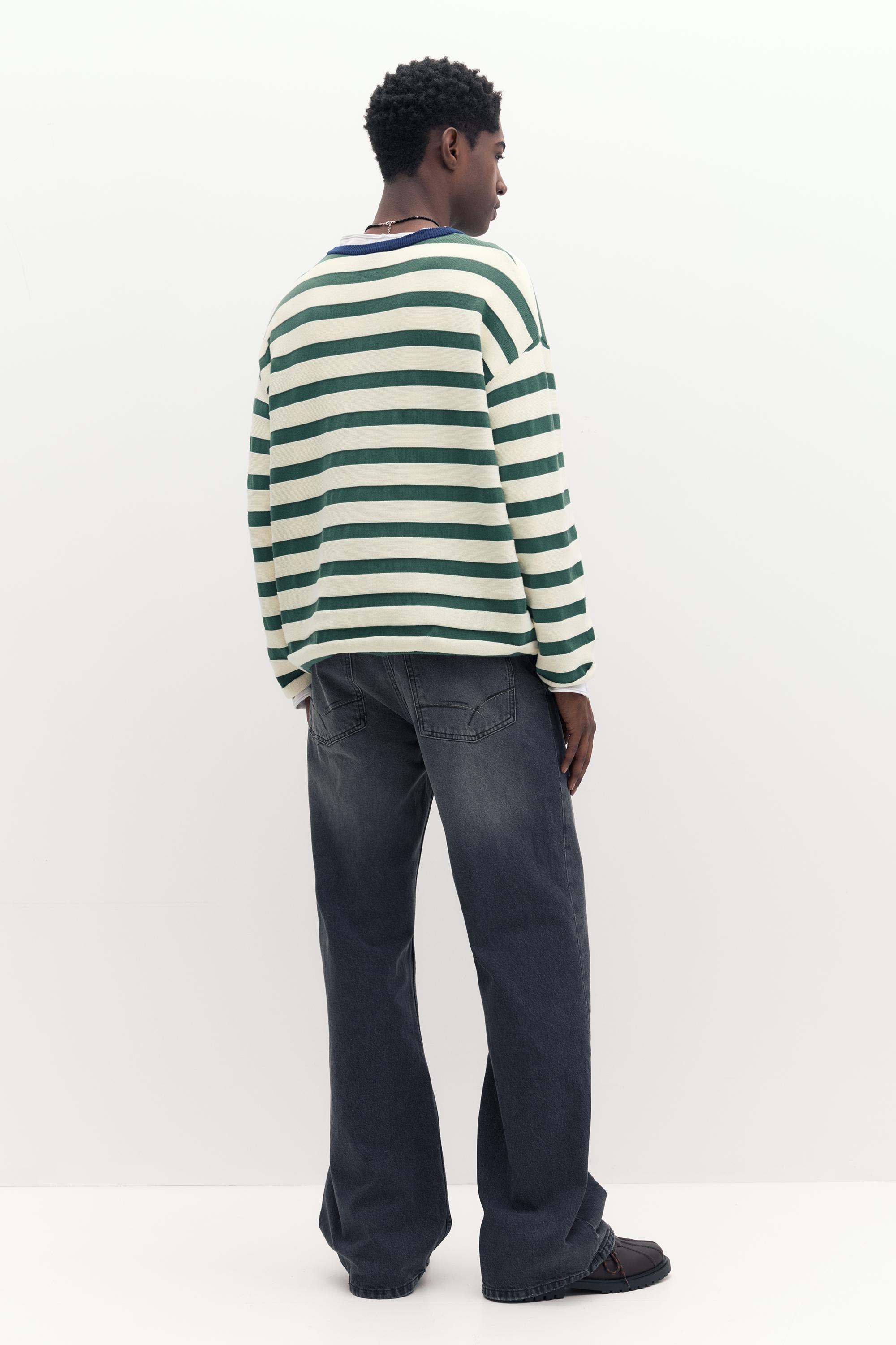 Çizgili örgü tişört - Görsel 5